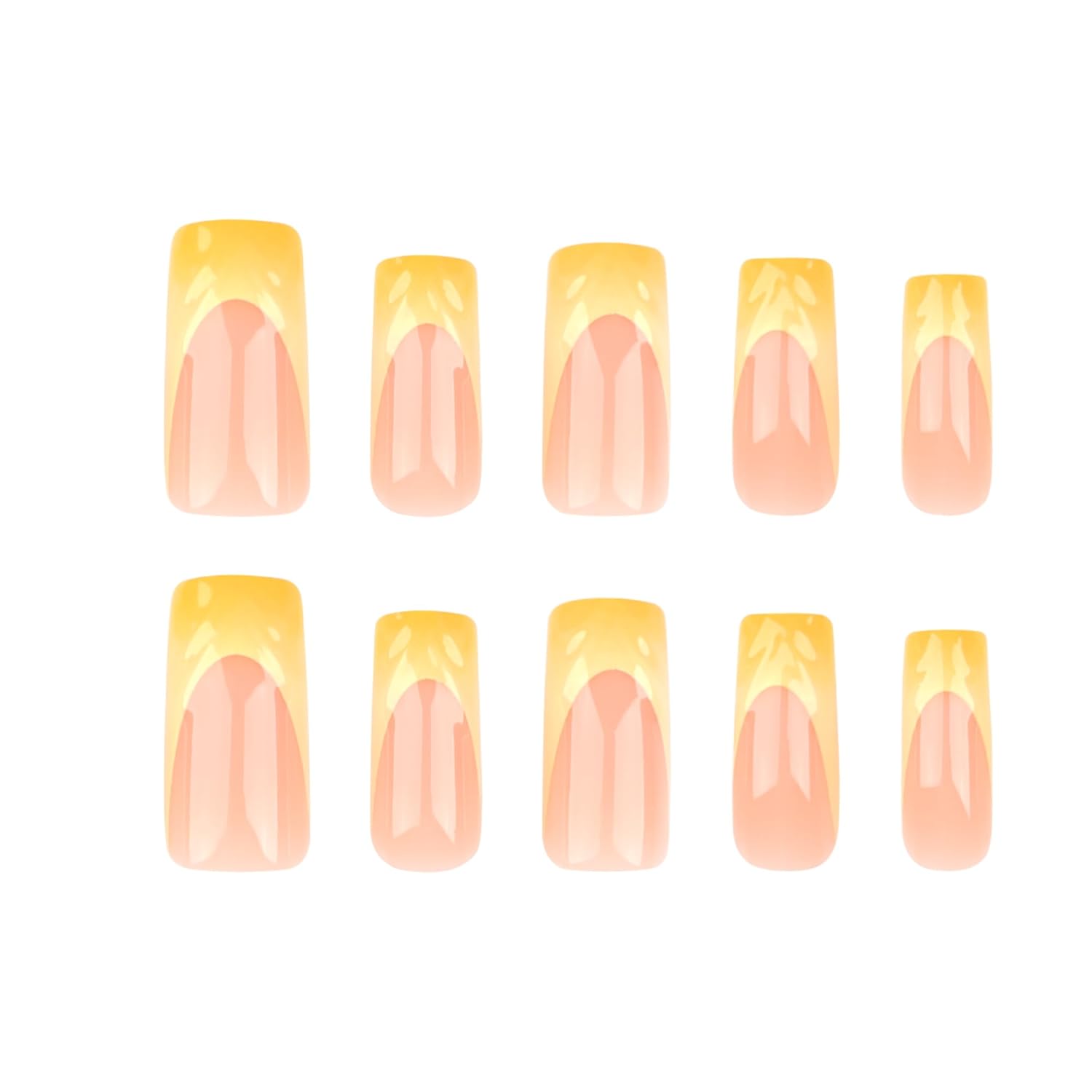 MERVF 24pcs Ombre Yellow 3D French Tip Square Press-On Nails - Image 2