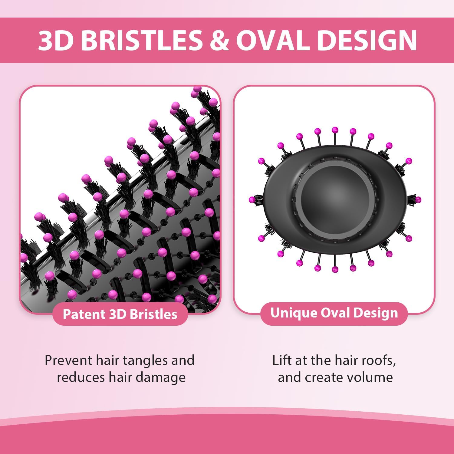 MiroPure 4-in-1 Hair Dryer Brush, Oval Barrel, Fast Drying, Rose Red - Image 5