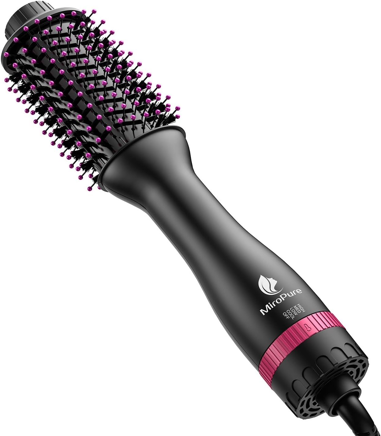 MiroPure 4-in-1 Hair Dryer Brush, Oval Barrel, Fast Drying, Rose Red