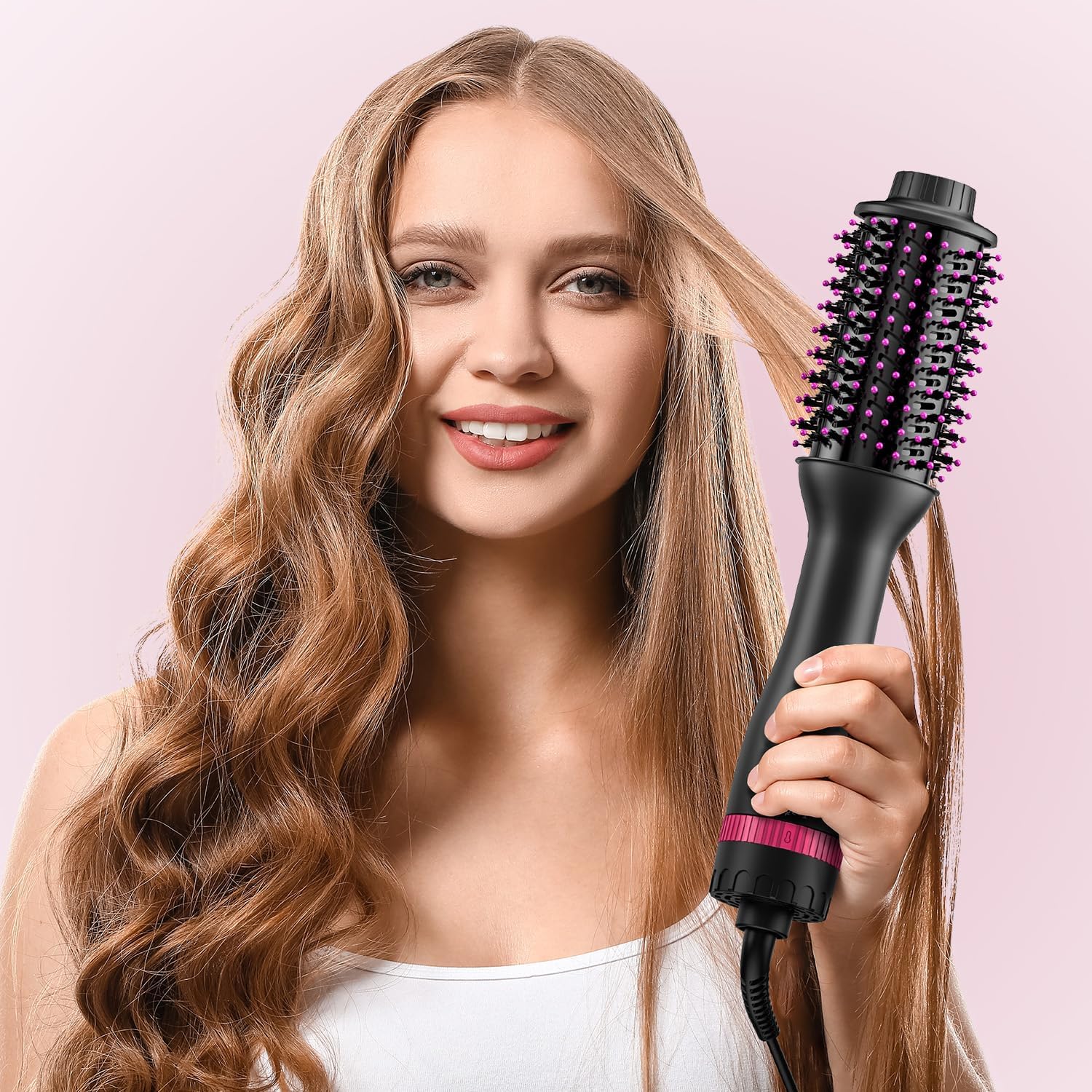 MiroPure 4-in-1 Hair Dryer Brush, Oval Barrel, Fast Drying, Rose Red - Image 7