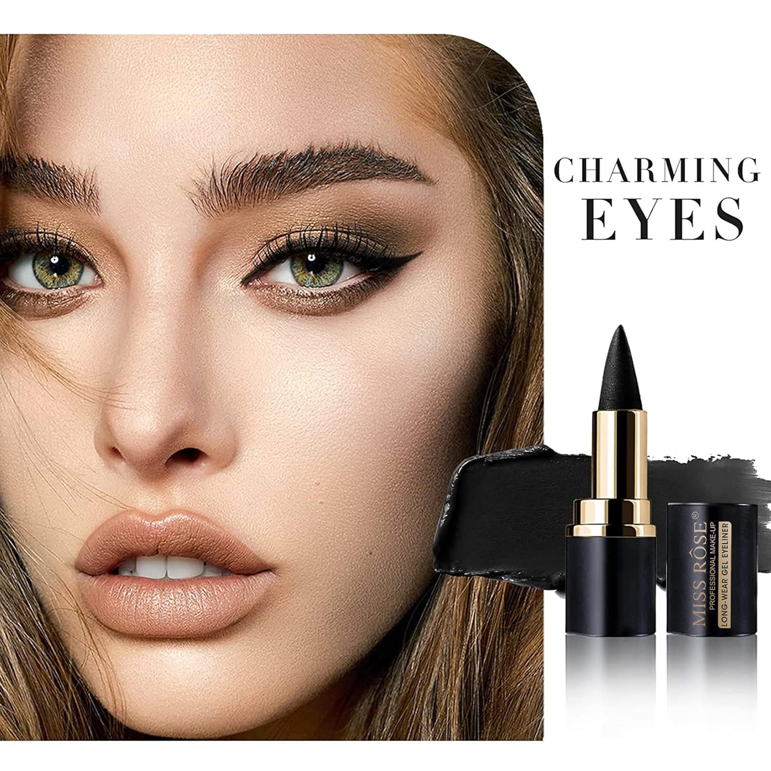 Miss Rose M Smudge-Proof Black Gel Eyeliner Pencil for Women and Girls - Image 3