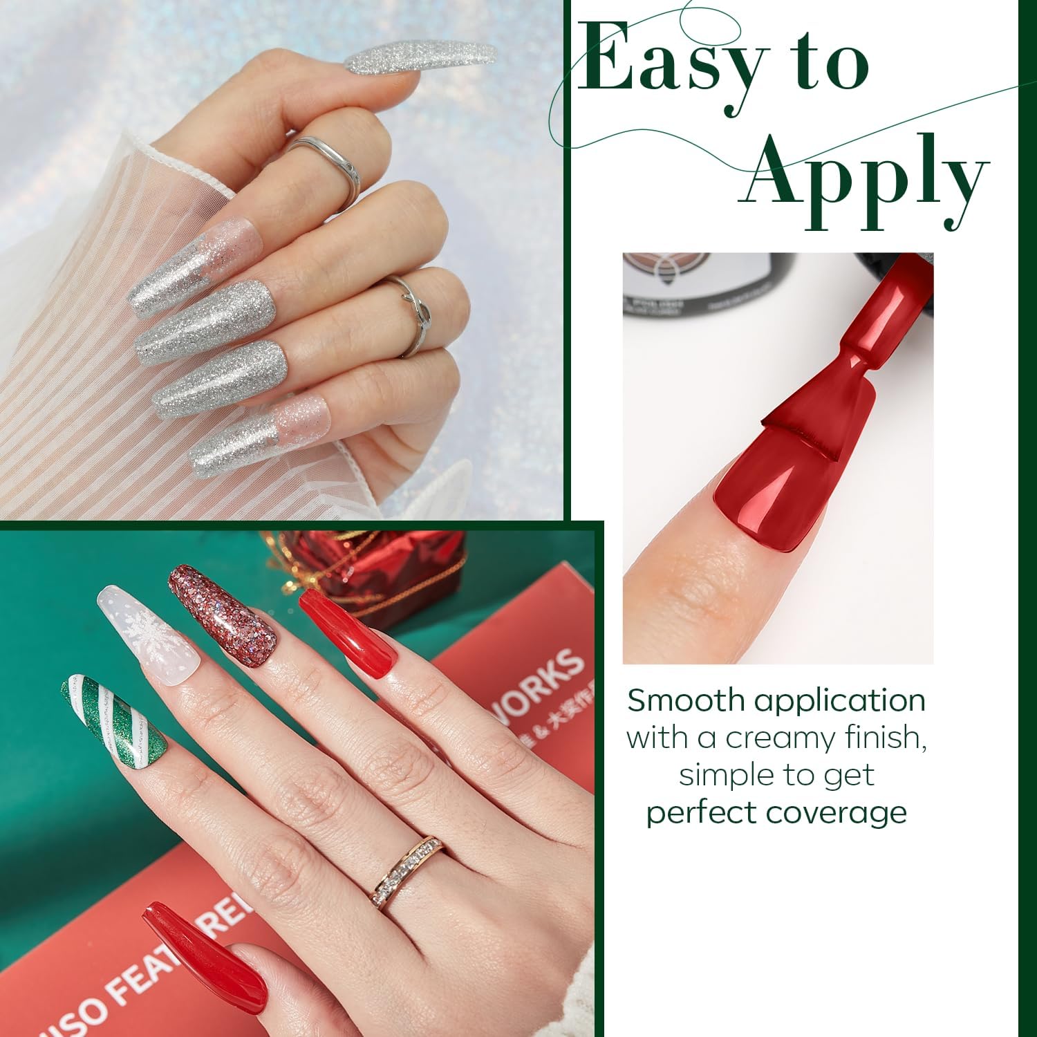 Modelones 6-Color Christmas Gel Nail Polish Set: Winter Shades & Glitter - Image 8