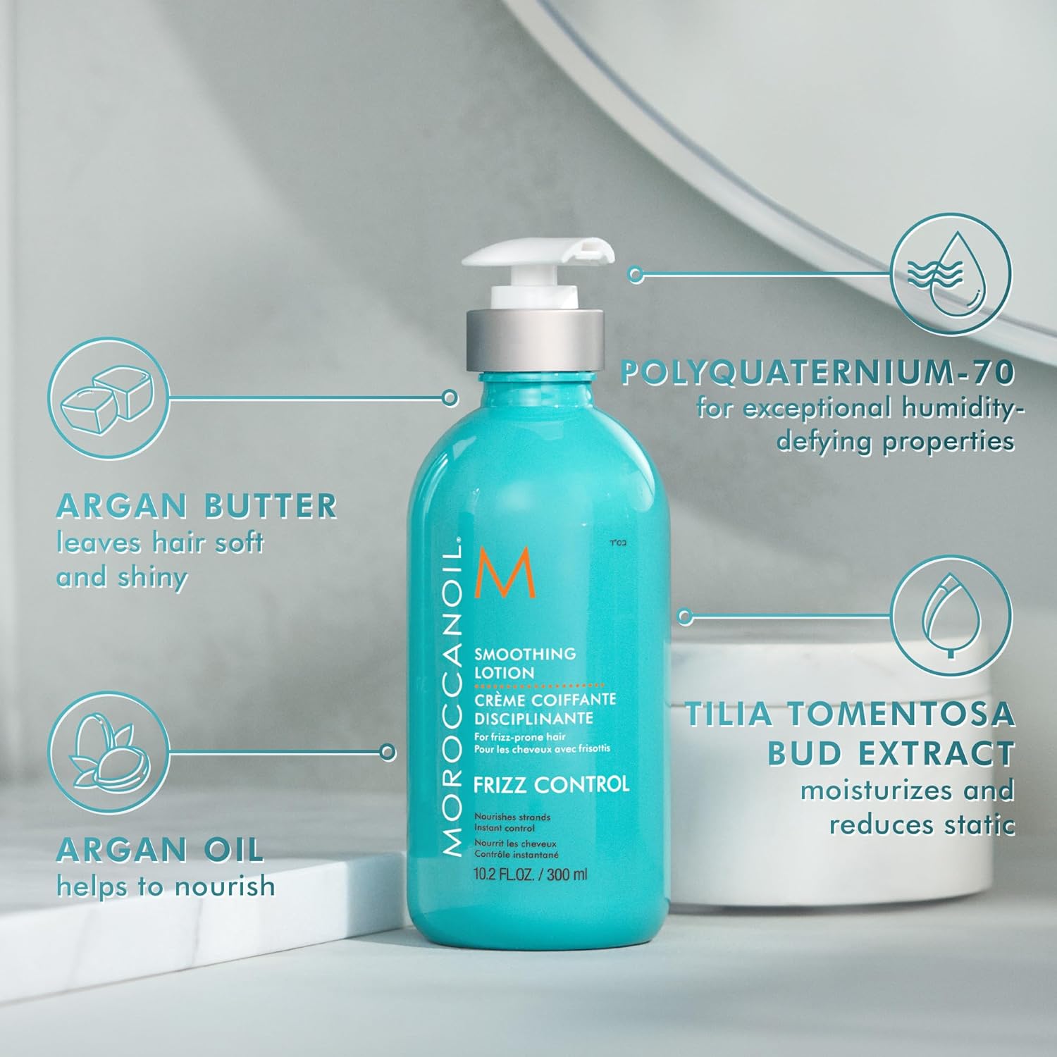 Moroccanoil Smoothing Lotion 300ml Frizz Control Shine All Hair Types - Image 3