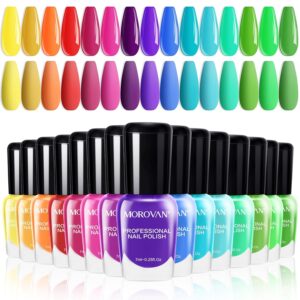 Morovan 15 Bright Quick Dry Nail Polish Set for Women, 0.25oz Each