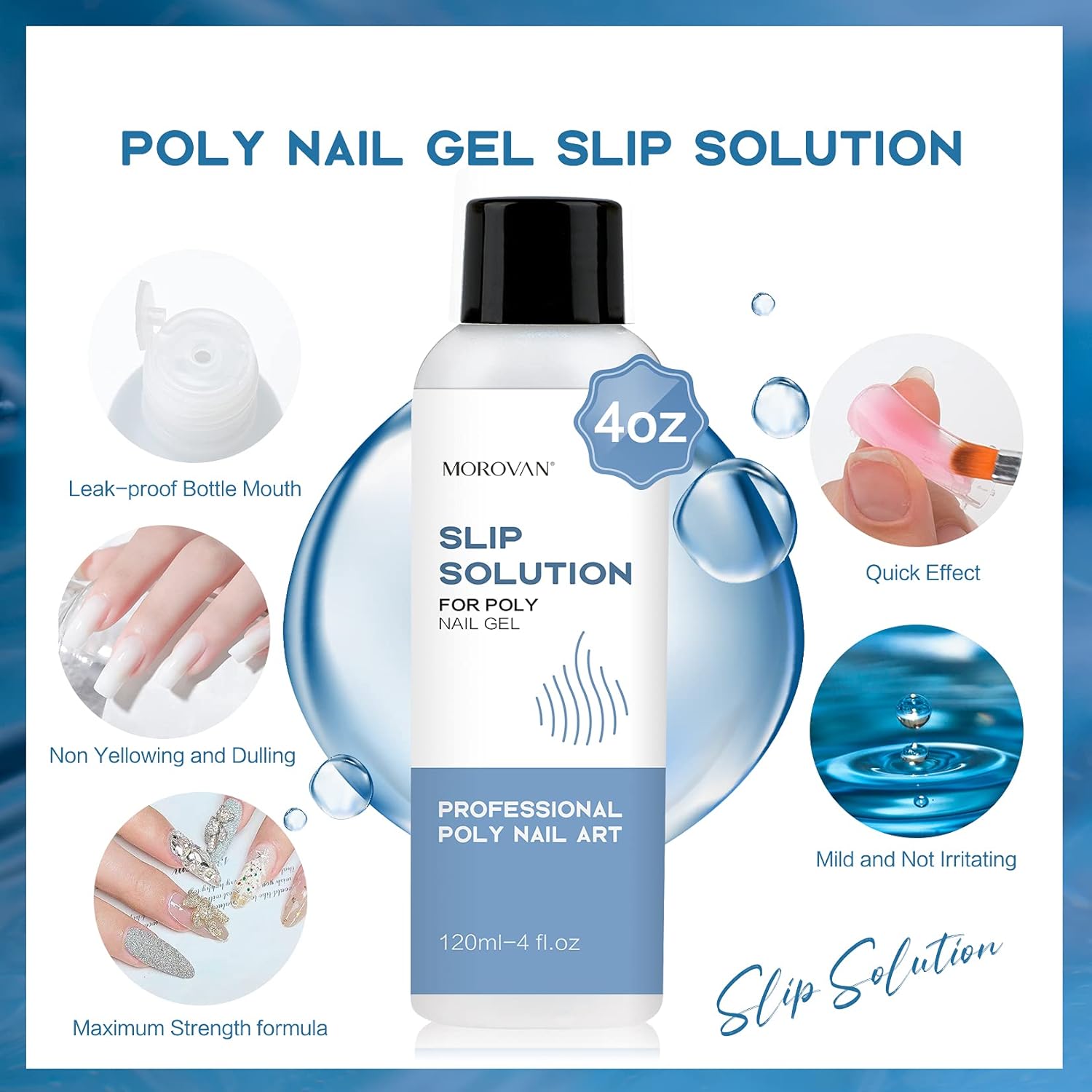 Morovan 120ml Clear Poly Gel Slip Solution for Professional Nail Extension Application - Image 7
