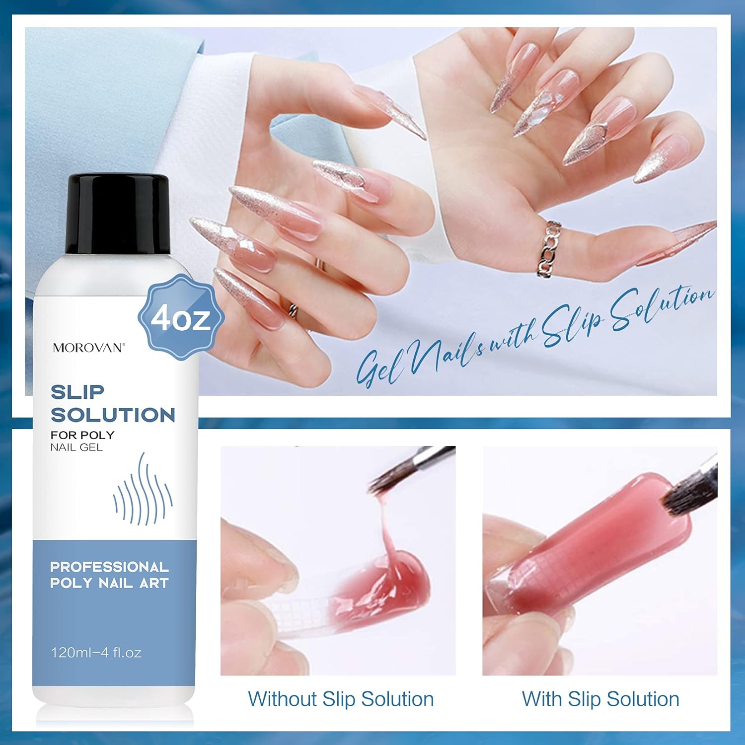 Morovan 120ml Clear Poly Gel Slip Solution for Professional Nail Extension Application - Image 6