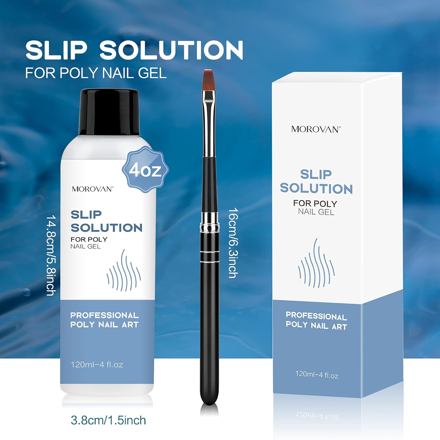 Morovan 120ml Clear Poly Gel Slip Solution for Professional Nail Extension Application - Image 2