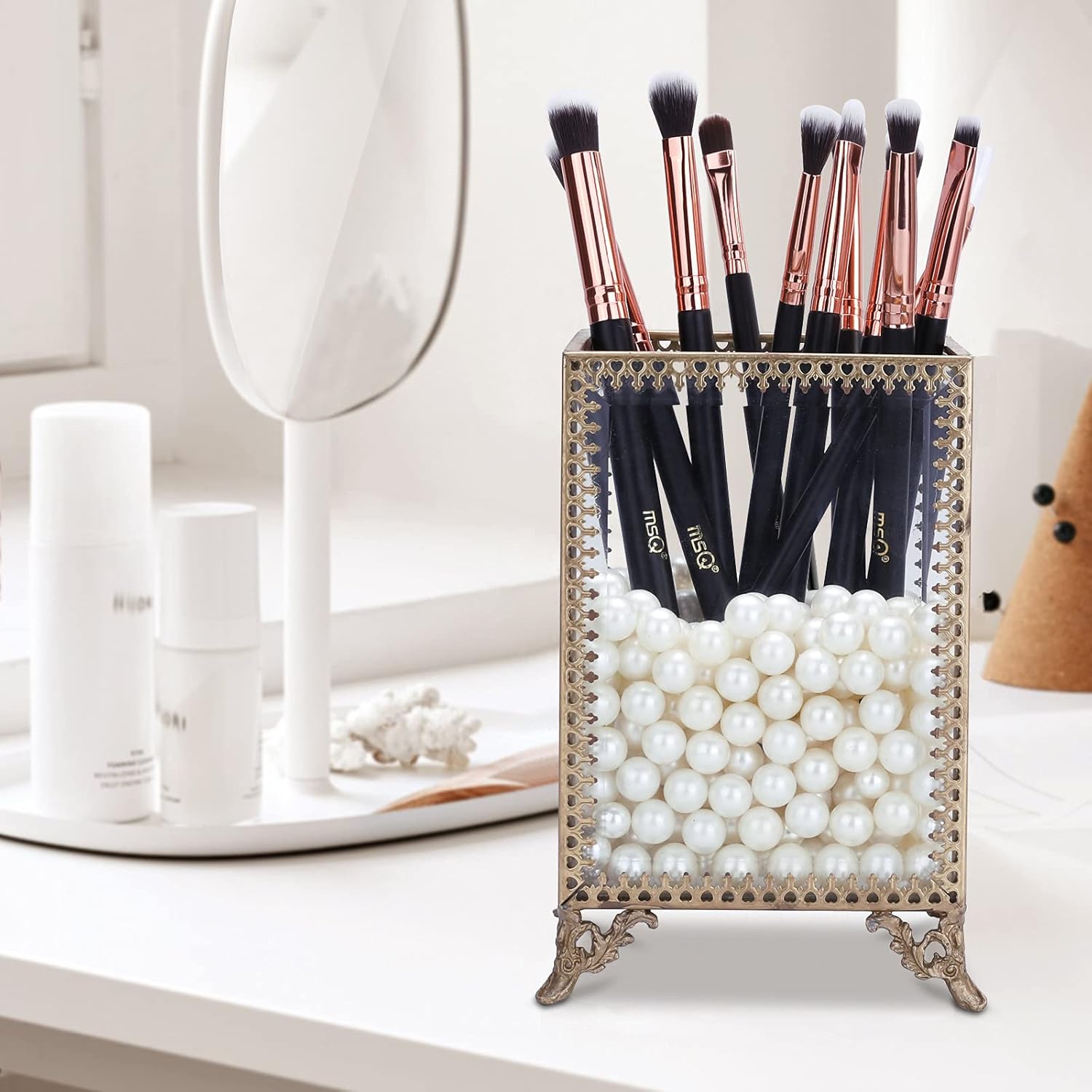 MSQ 12pcs Rose Gold Eye Makeup Brush Set, Soft Synthetic, Wood Handle - Image 6