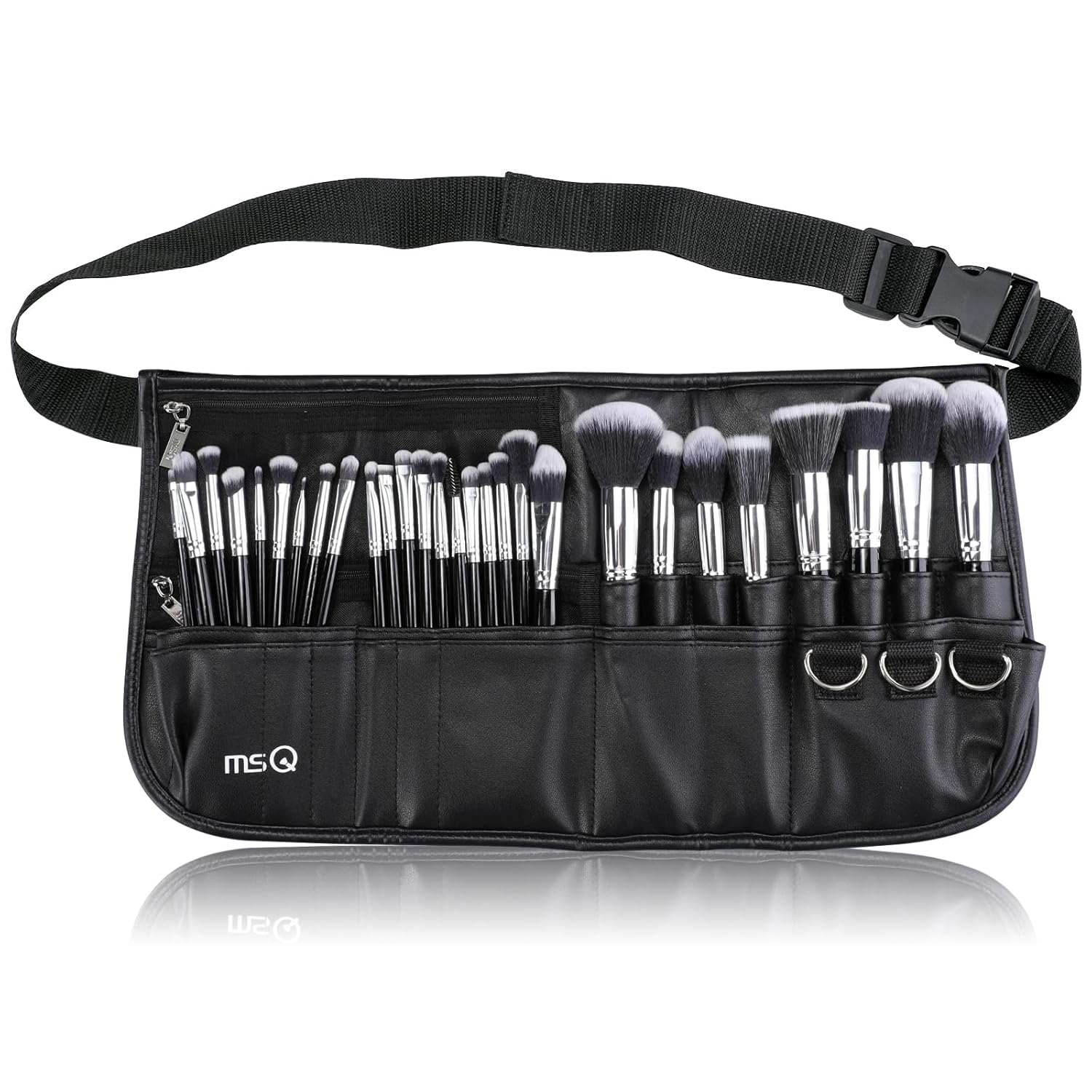 MSQ Makeup Brushes Set 29pcs Professional Cosmetics Brushes with Belt Waist Makeup Bag (Foundation, Powder, Creams, Liquids & Eye Brushes) for Women/Girls/Artists/Holiday gifts/travel