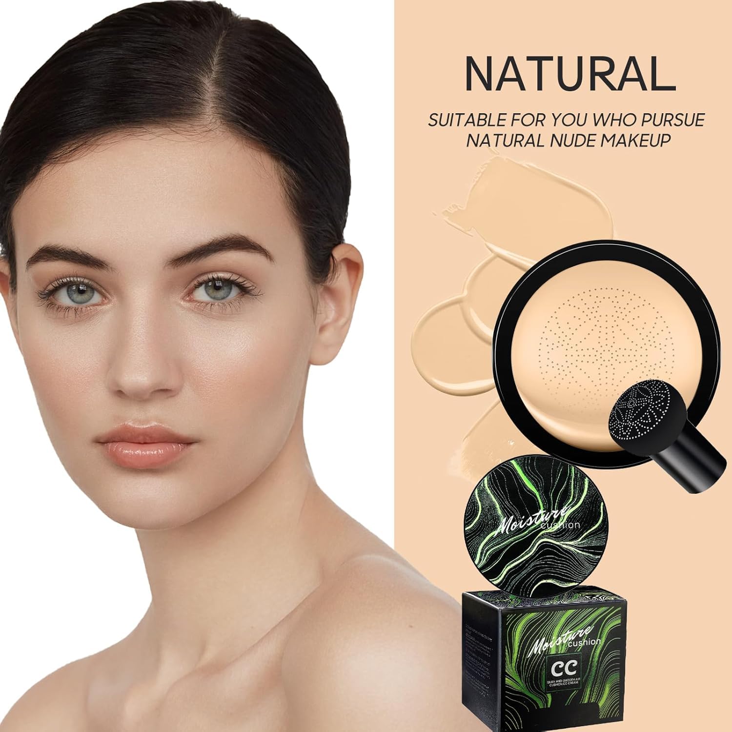 Mushroom Head CC Cream Foundation - Moisturizing, Long Lasting, Matte, Waterproof (Natural) - Image 2