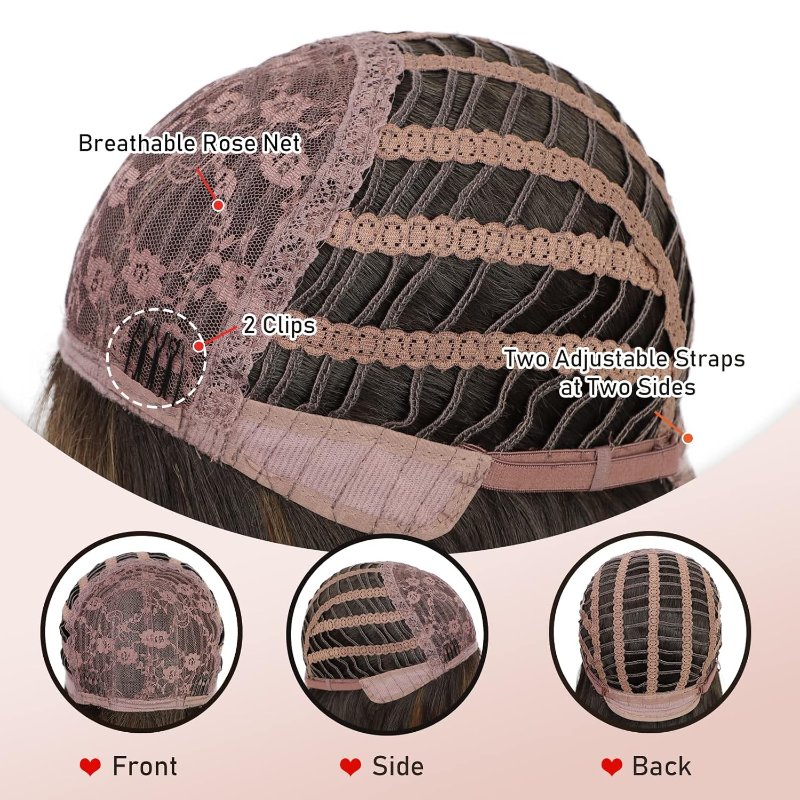N NAYASA 24'' Ombre Brown Wig with Bangs, Dark Roots, Heat Resistant - Image 7