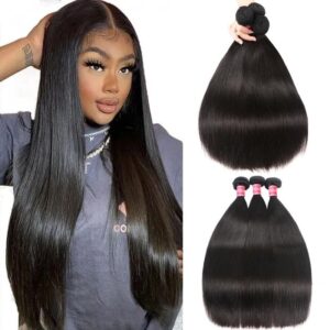 Nadula Hair 12A Brazilian Straight Virgin Human Hair Weave 3 Bundles (18, 20, 22)