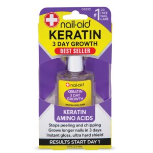 Nail-Aid Keratin 3-Day Growth Nail Strengthener, Clear, 0.55 Fl Oz