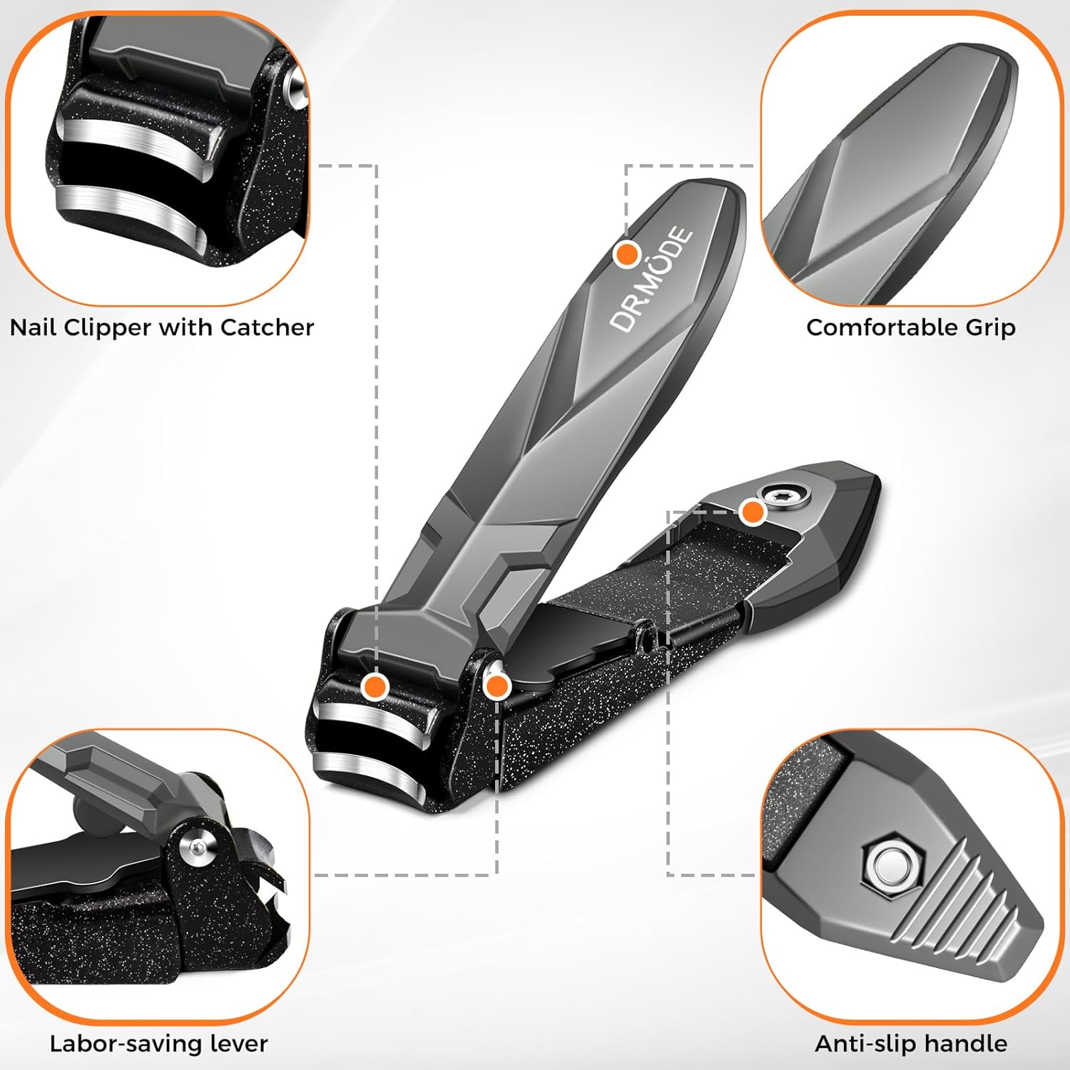 DRMODE Heavy Duty Nail Clippers for Men with Catcher, Ergonomic Long Handle - Image 6