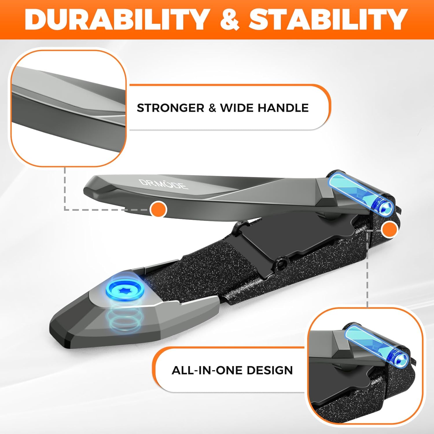 DRMODE Heavy Duty Nail Clippers for Men with Catcher, Ergonomic Long Handle - Image 4
