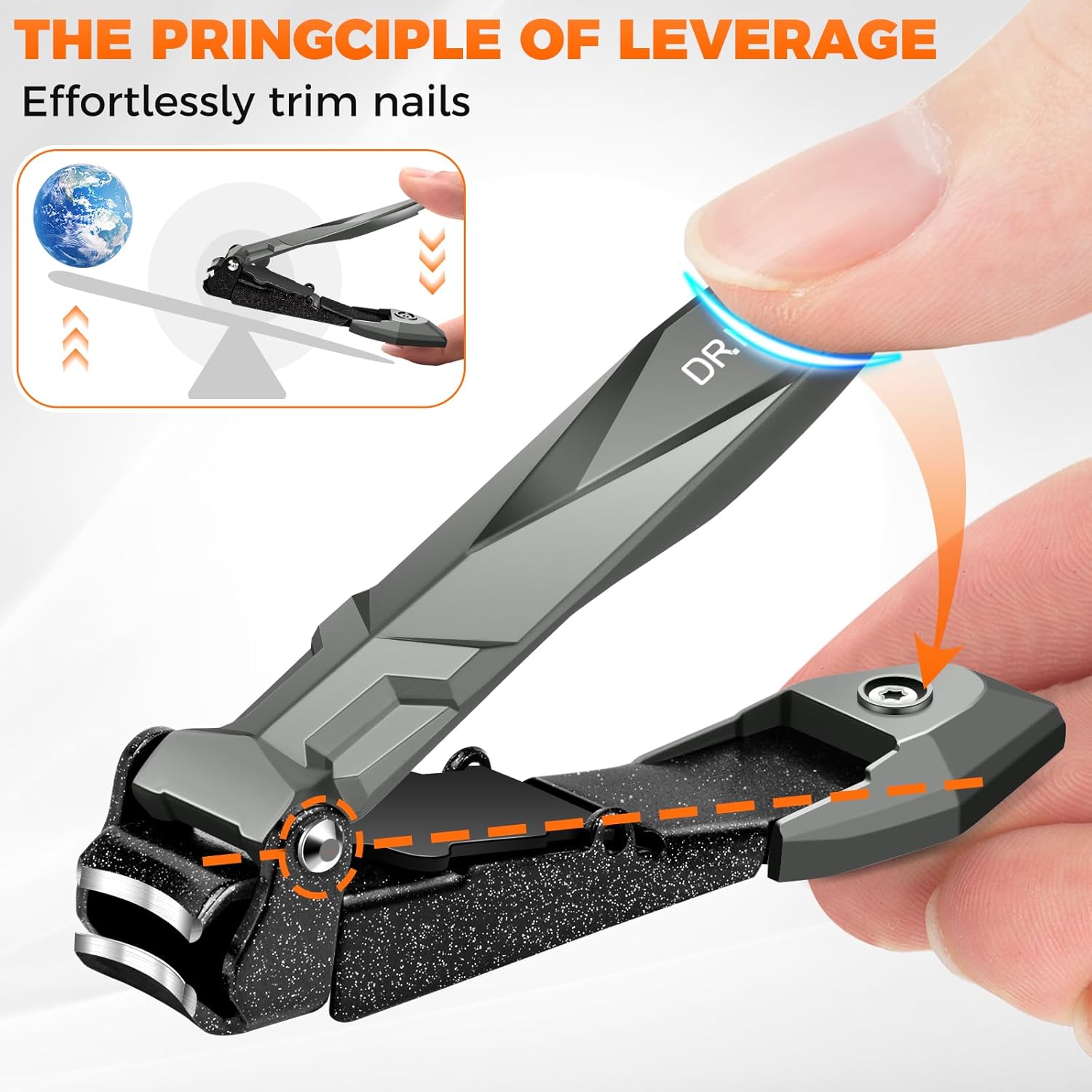 DRMODE Heavy Duty Nail Clippers for Men with Catcher, Ergonomic Long Handle - Image 3