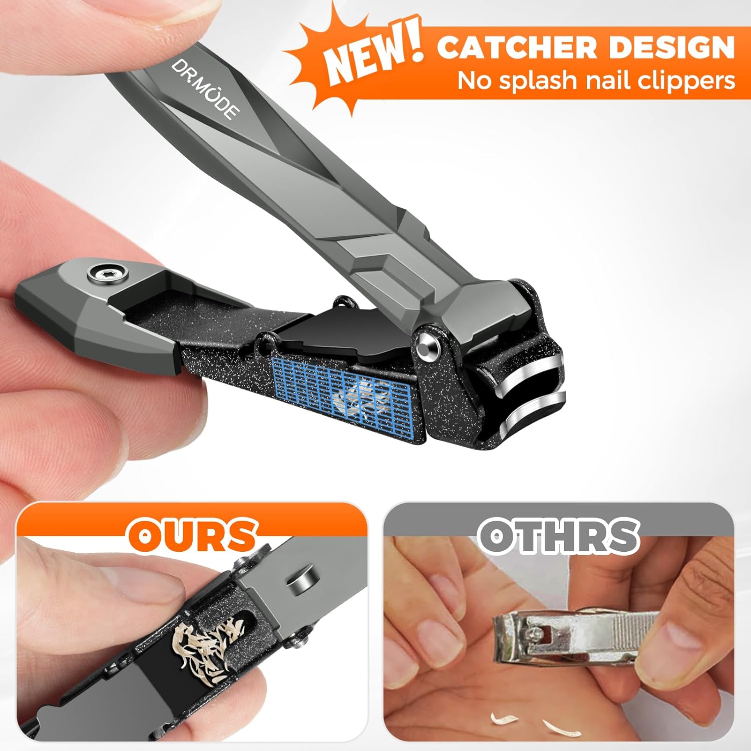 DRMODE Heavy Duty Nail Clippers for Men with Catcher, Ergonomic Long Handle - Image 2