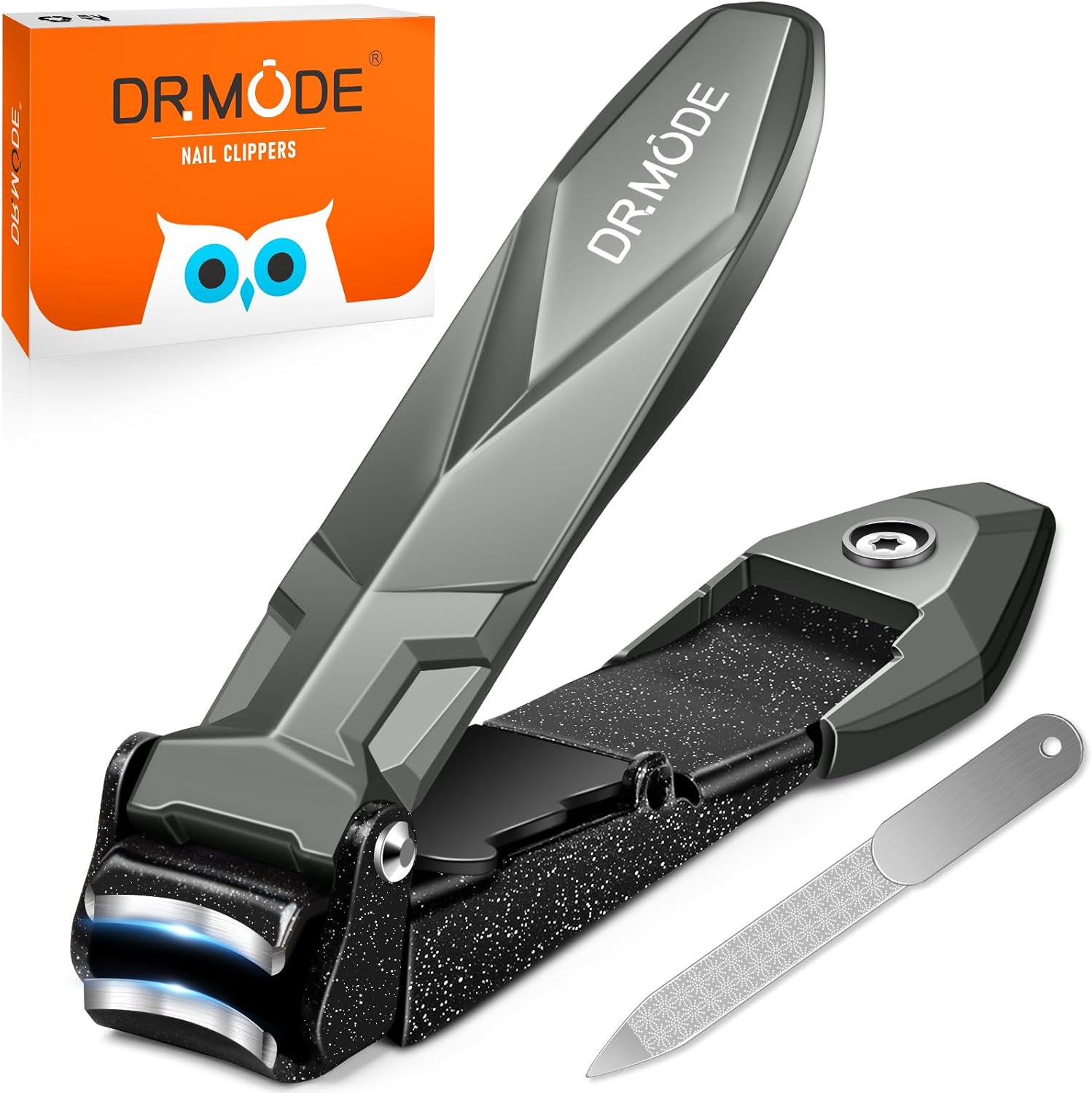 DRMODE Heavy Duty Nail Clippers for Men with Catcher, Ergonomic Long Handle