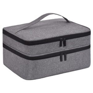 Portable Nail Polish Case for 42 Bottles, Double-layer Storage Bag (Grey)