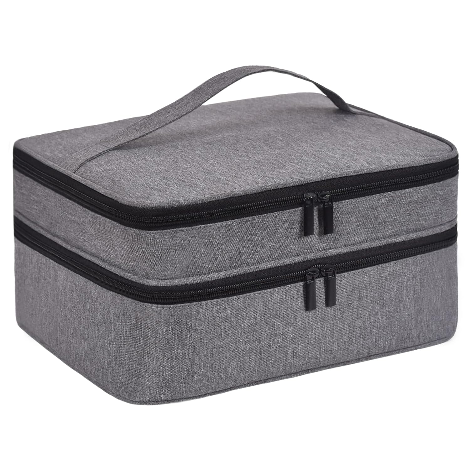 Portable Nail Polish Case for 42 Bottles, Double-layer Storage Bag (Grey)