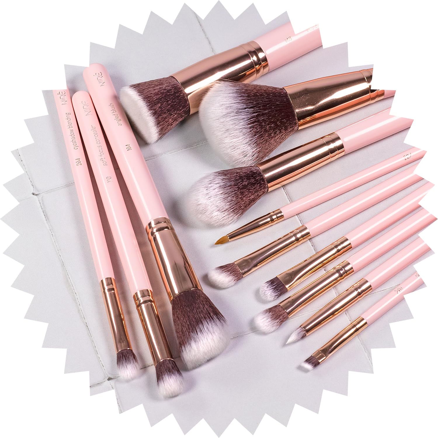 Niré Beauty 15-Piece Pink Makeup Brush Set with Case, Sponge, and Cleaner - Image 9