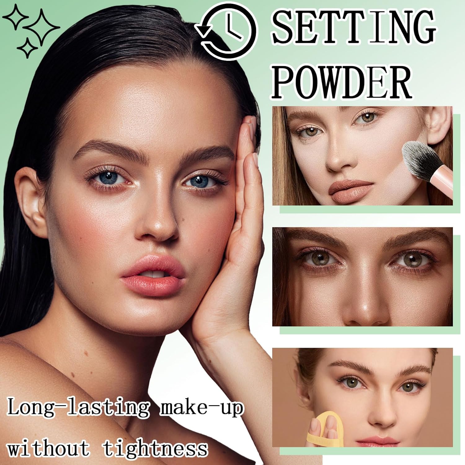 Oil Control Matte Translucent Loose Setting Powder with Brushes & Puff (3PCS) - Image 5