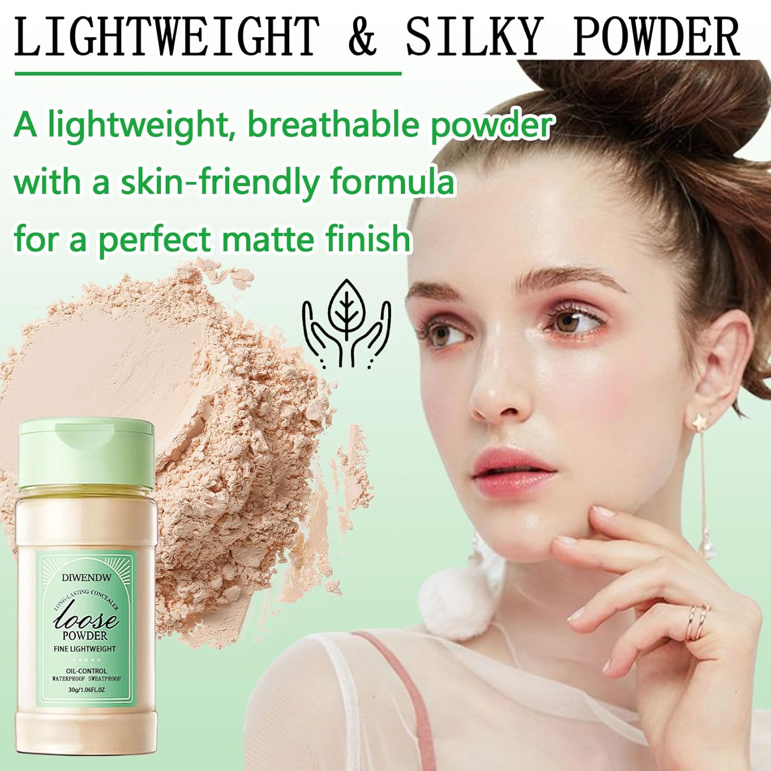 Oil Control Matte Translucent Loose Setting Powder with Brushes & Puff (3PCS) - Image 2