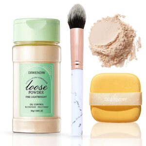 Oil Control Matte Translucent Loose Setting Powder with Brushes & Puff (3PCS)