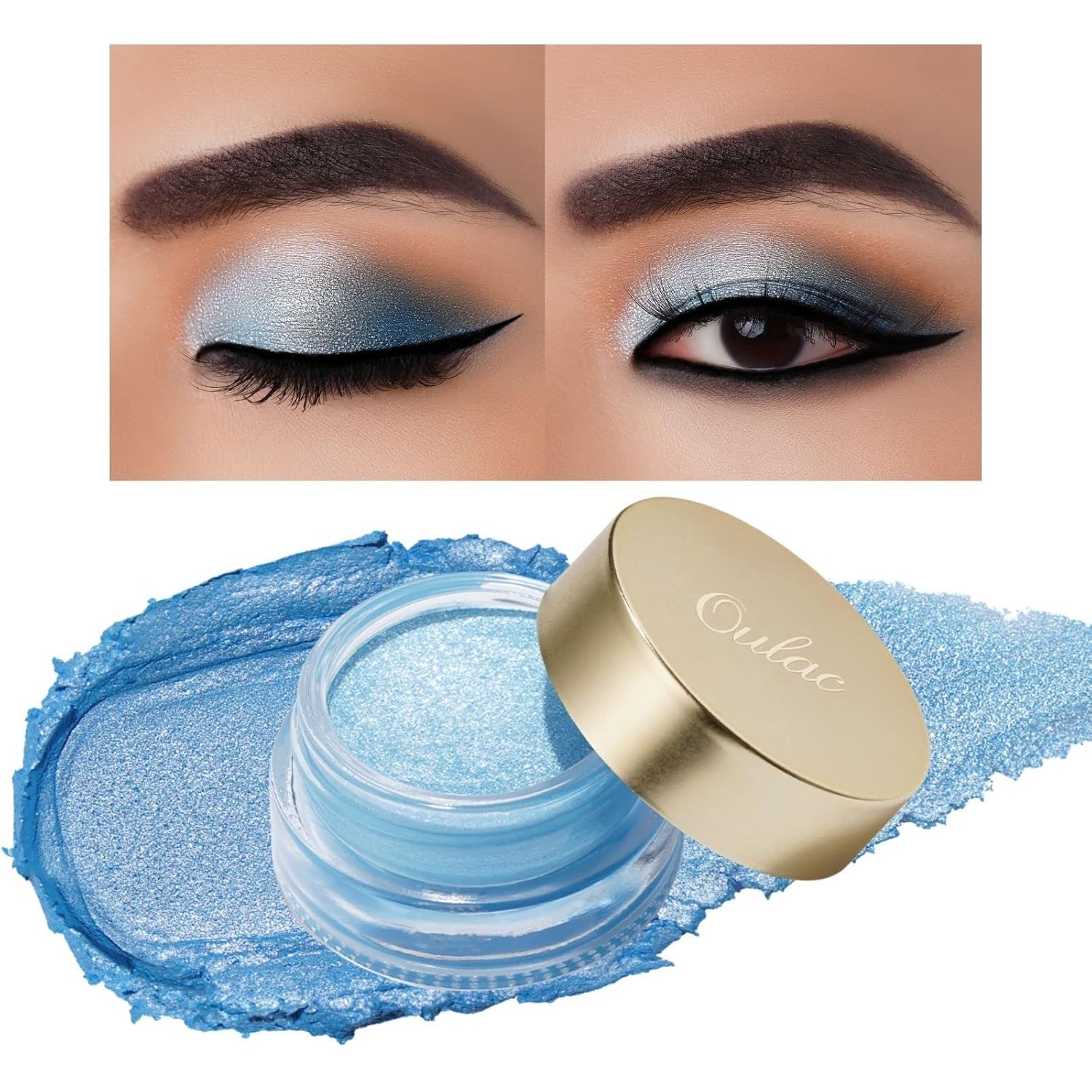 Oulac 6g Blue Cream Eyeshadow and Highlighter Palette Waterproof Long Lasting
