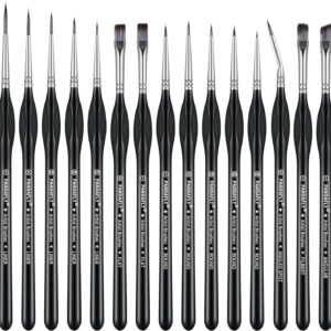 PANDAFLY Detail Paint Brushes Set, 15pcs Miniature Brushes for Fine Detailing & Art Painting - Acrylic, Oil, Watercolors & Paint by Number, Models, Face, Nail, Craft, Warhammer 40k