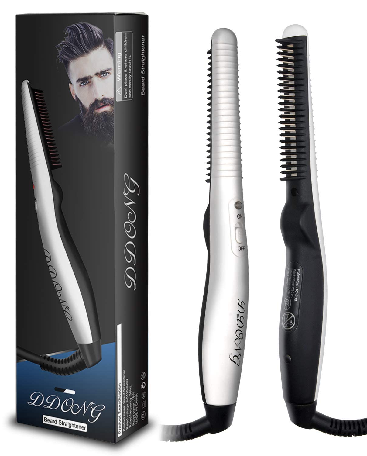 Portable Electric Beard Straightener Comb for Men - Quick Styling Brush