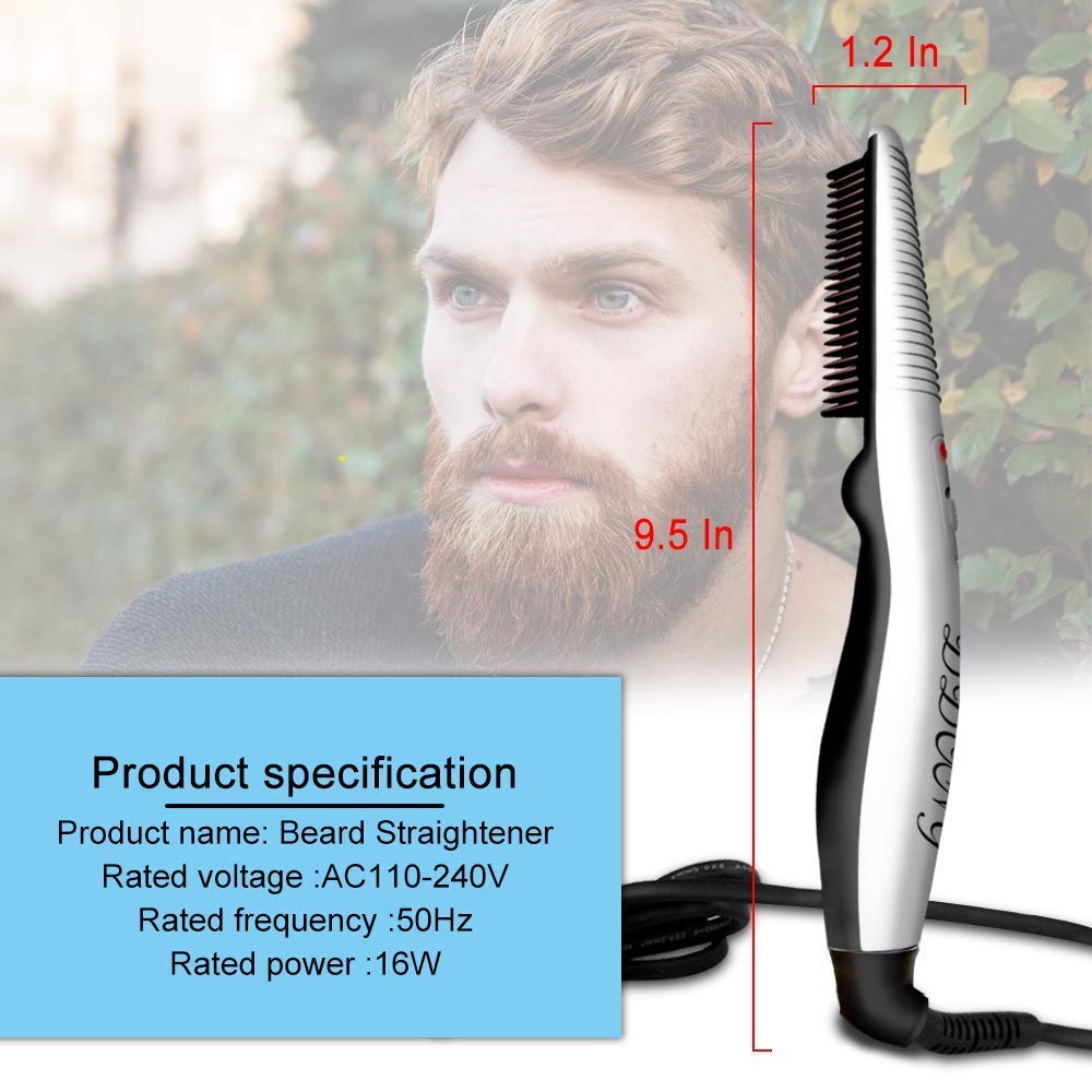 Portable Electric Beard Straightener Comb for Men - Quick Styling Brush - Image 4