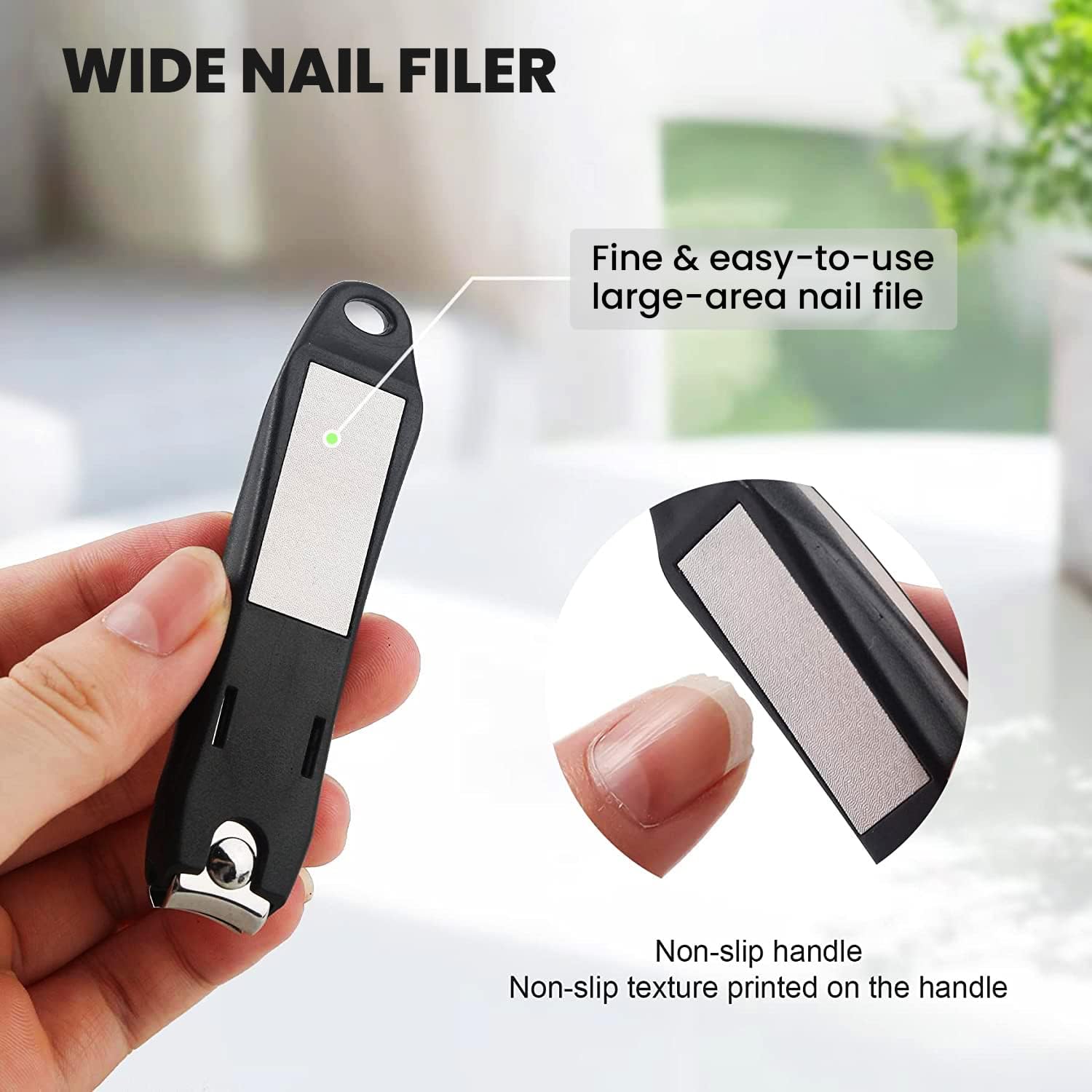 Black Stainless Steel Nail Clippers with Nail Catcher, No Splash Manicure Tool - Image 5
