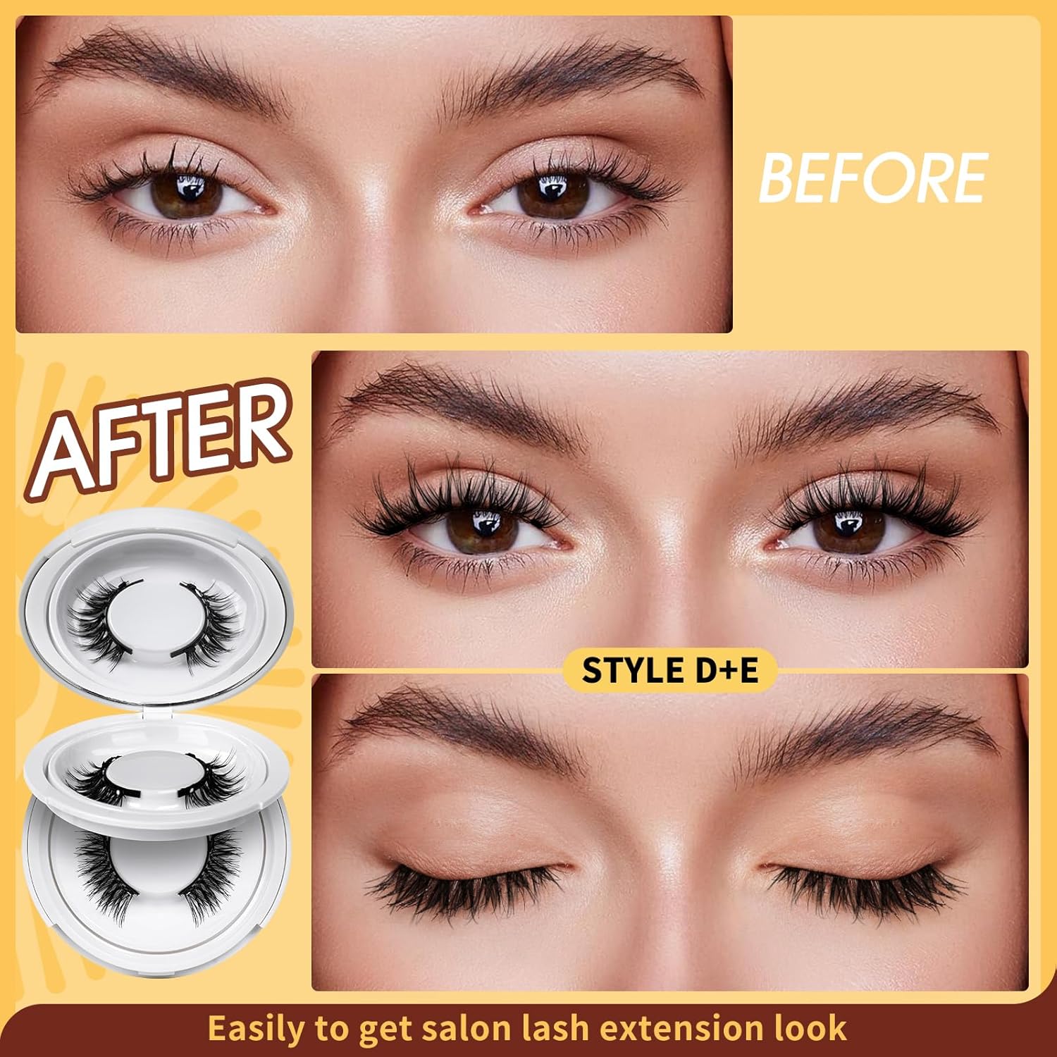 QUEWEL 2 Pair Reusable Magnetic Eyelashes Kit with Applicator - Glue-Free Easy Wear - Image 3
