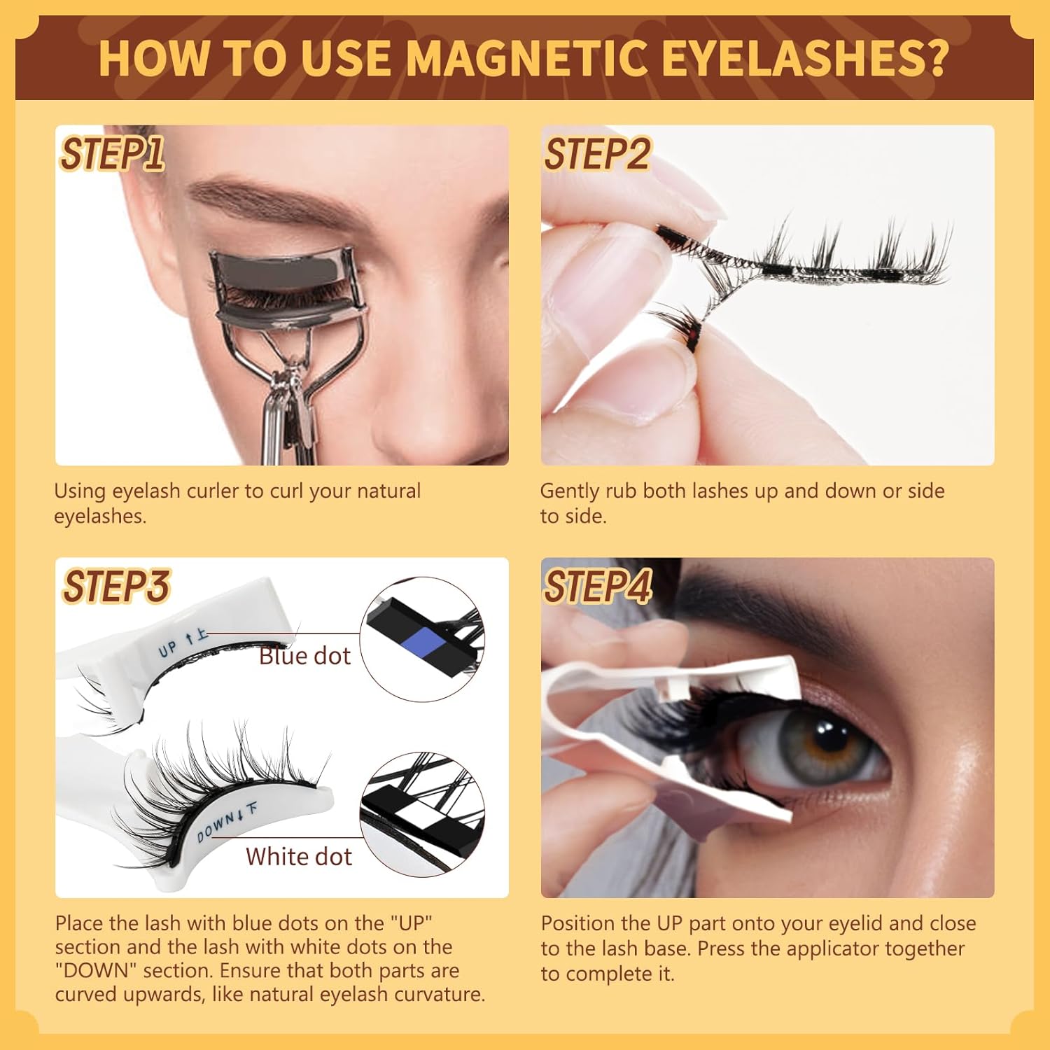 QUEWEL 2 Pair Reusable Magnetic Eyelashes Kit with Applicator - Glue-Free Easy Wear - Image 2