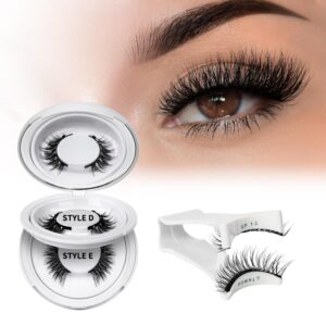 QUEWEL 2 Pair Reusable Magnetic Eyelashes Kit with Applicator - Glue-Free Easy Wear