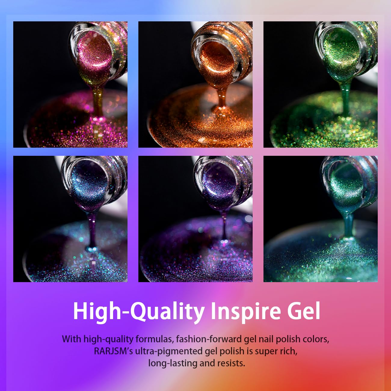 RARJSM 6pcs Chameleon Gel Nail Polish Set, Multichrome Gradient, 7.5ml Each - Image 5