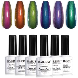 RARJSM 6pcs Chameleon Gel Nail Polish Set, Multichrome Gradient, 7.5ml Each