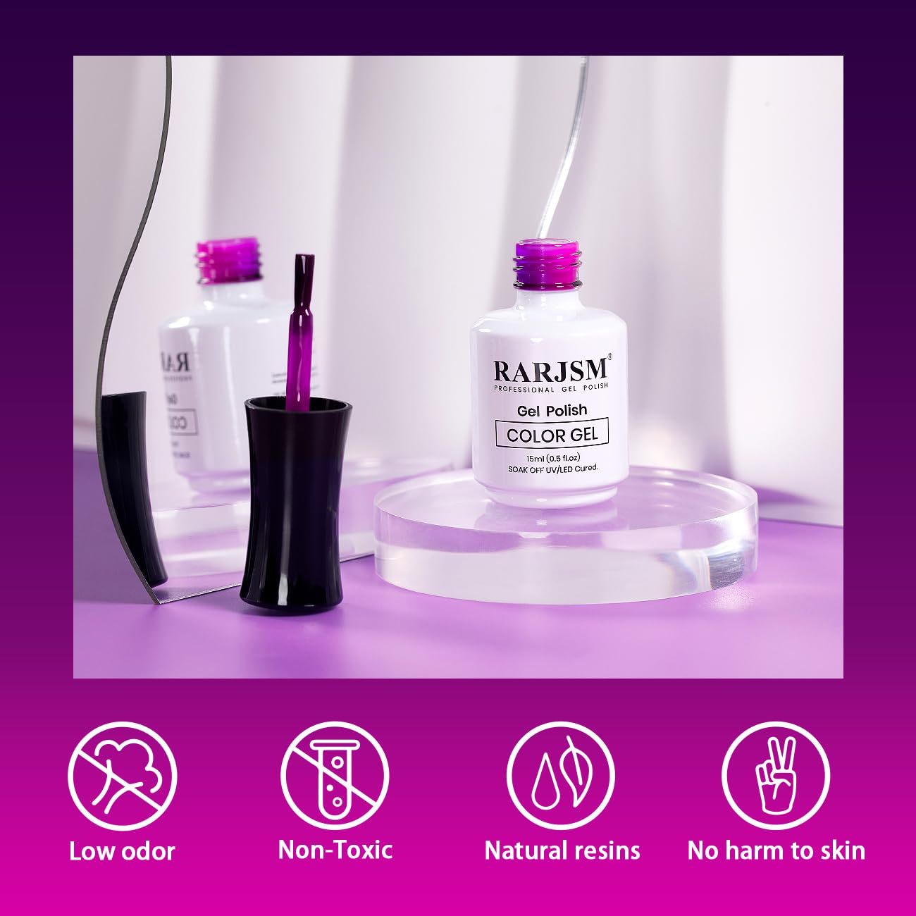 RARJSM Color Changing Gel Nail Polish 15ML Dark Purple to Bright Purple Mood Temperature Change Gel Polish Soak off UV Thermal Gel Nail Polish for Nail Art Manicure DIY Salon at Home - Image 5