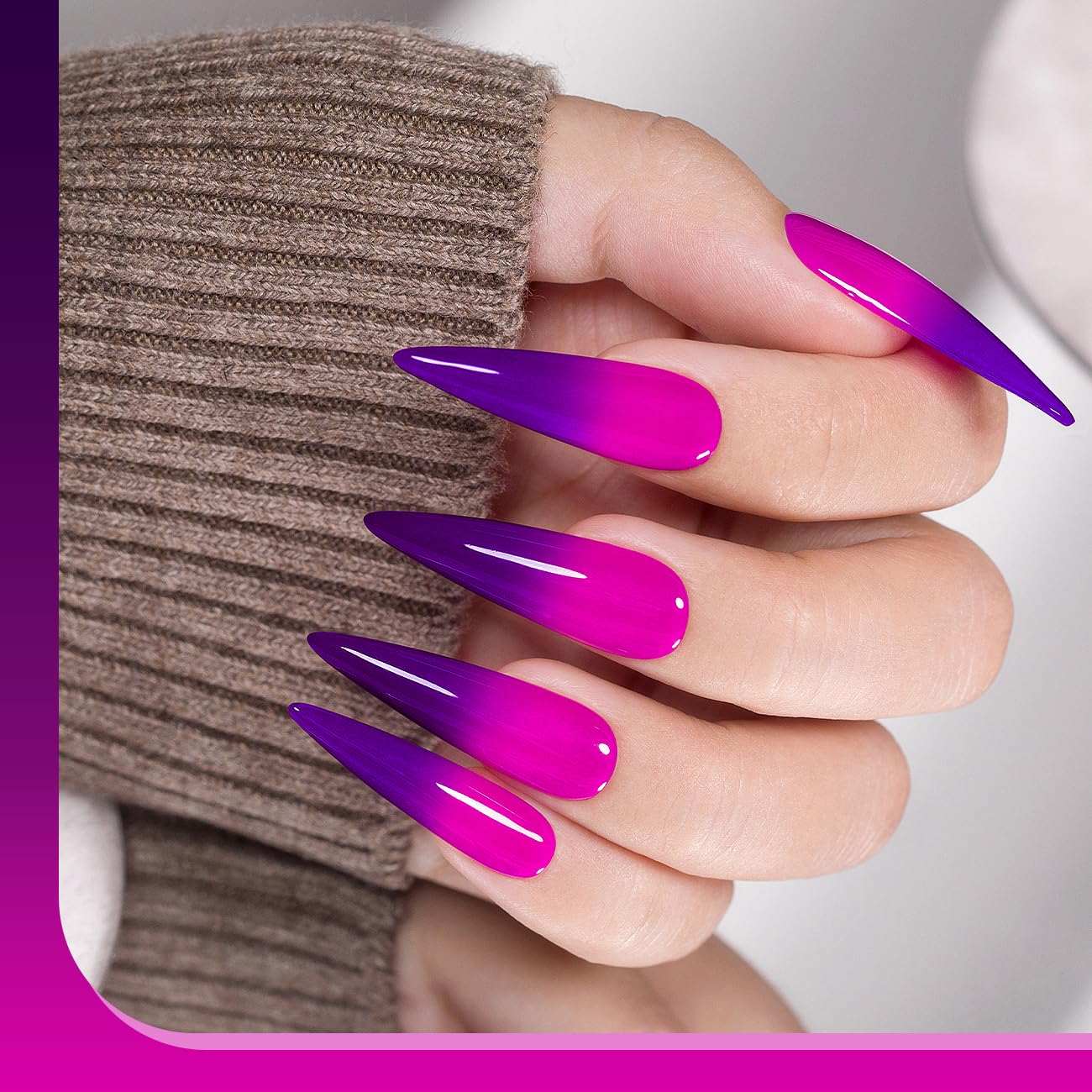 RARJSM Color Changing Gel Nail Polish 15ML Dark Purple to Bright Purple Mood Temperature Change Gel Polish Soak off UV Thermal Gel Nail Polish for Nail Art Manicure DIY Salon at Home - Image 2