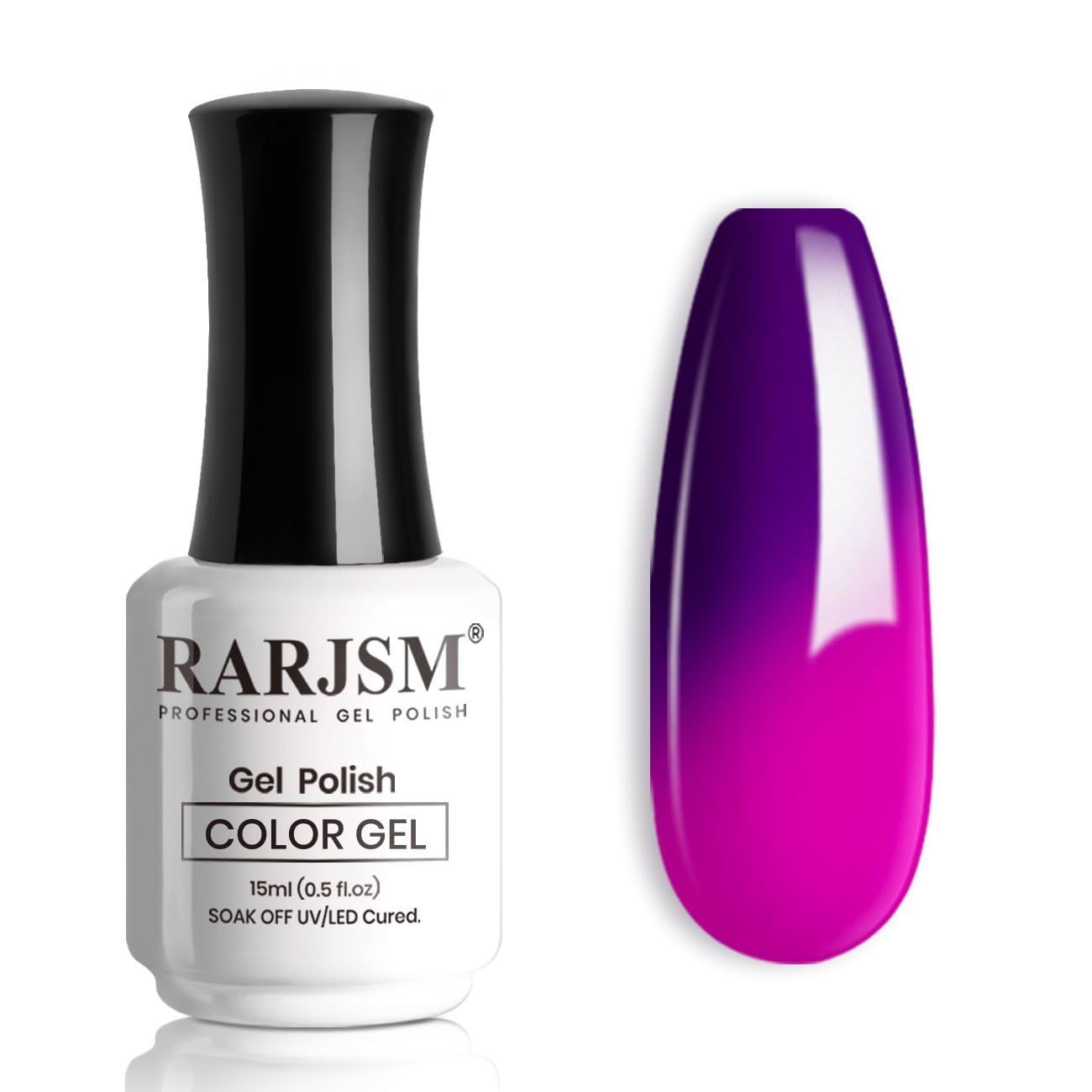 RARJSM Color Changing Gel Nail Polish 15ML Dark Purple to Bright Purple Mood Temperature Change Gel Polish Soak off UV Thermal Gel Nail Polish for Nail Art Manicure DIY Salon at Home