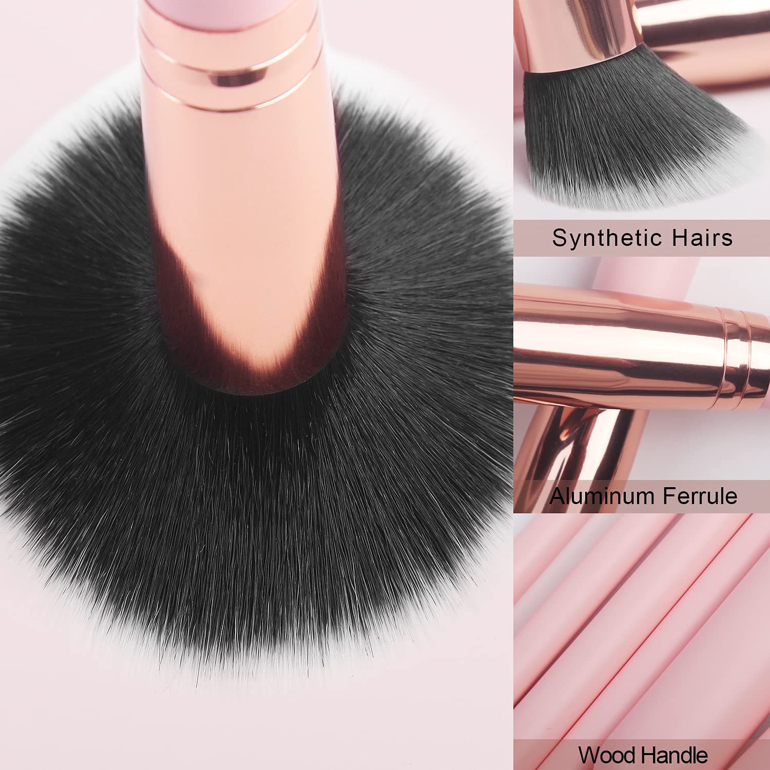 Real Perfection 16-Piece Makeup Brush Set with Eyebrow Razor and Synthetic Brushes - Image 5