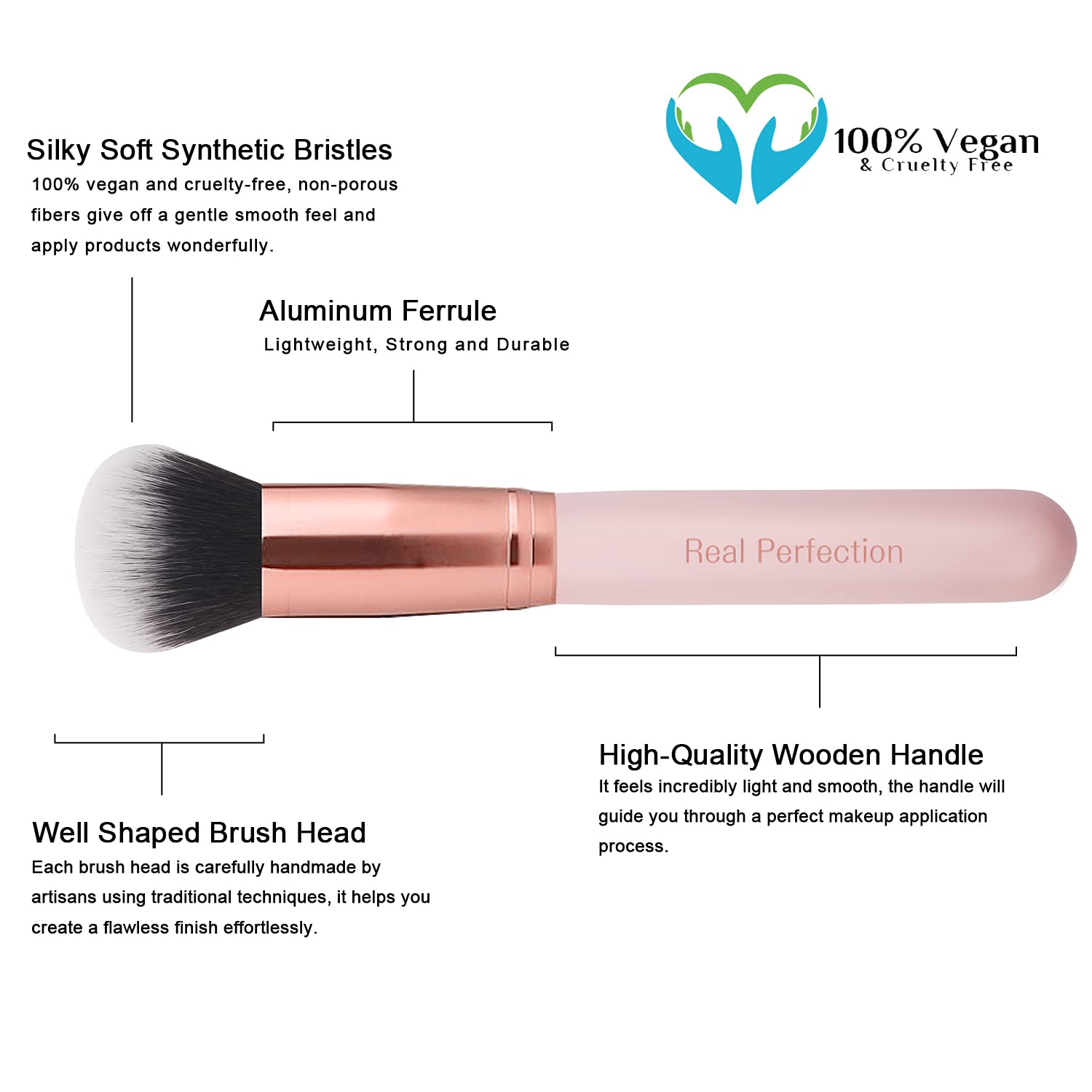 Real Perfection 16-Piece Makeup Brush Set with Eyebrow Razor and Synthetic Brushes - Image 4