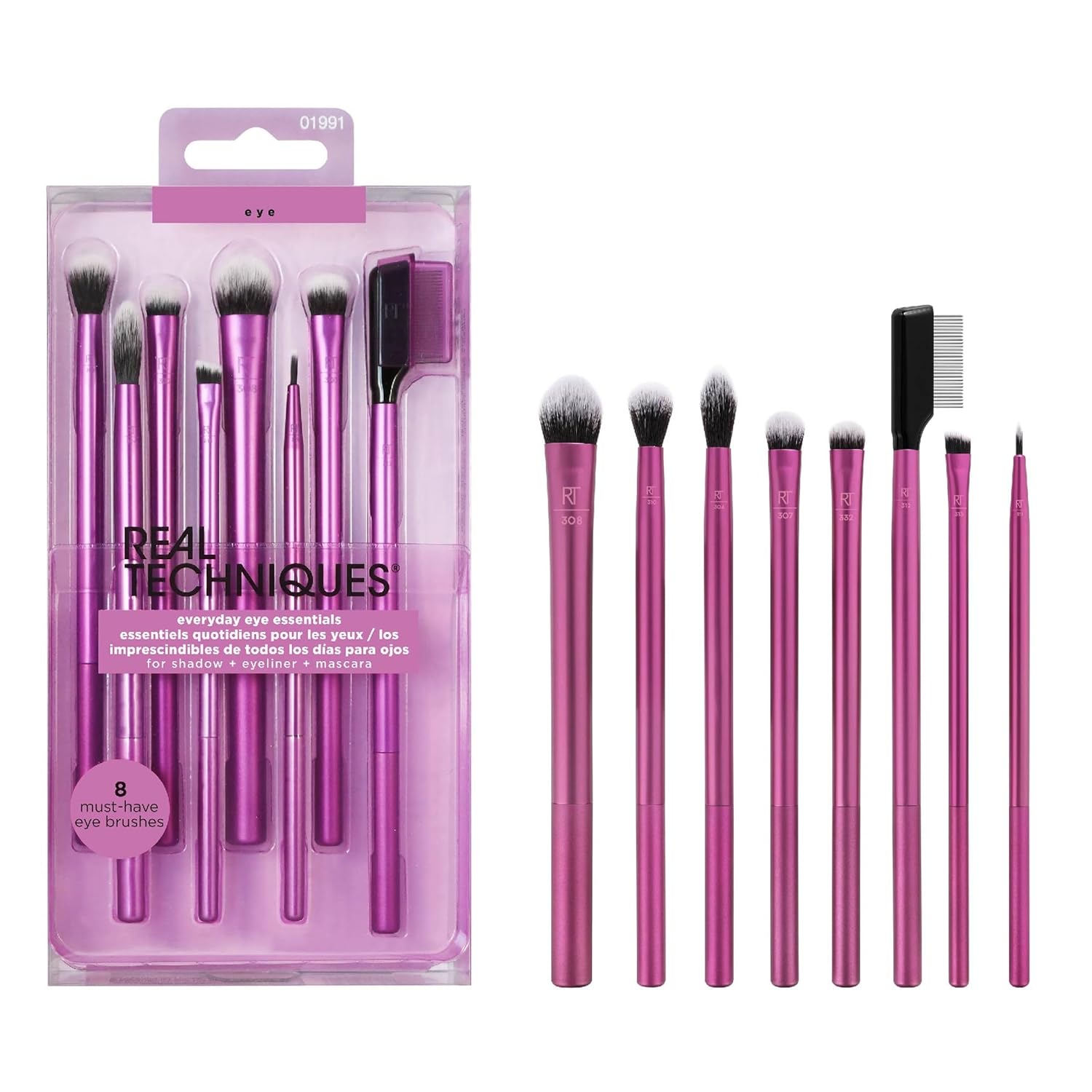 Real Techniques 8-Piece Eye Brush Set - Cruelty-Free, Vegan, Travel-Friendly Gift