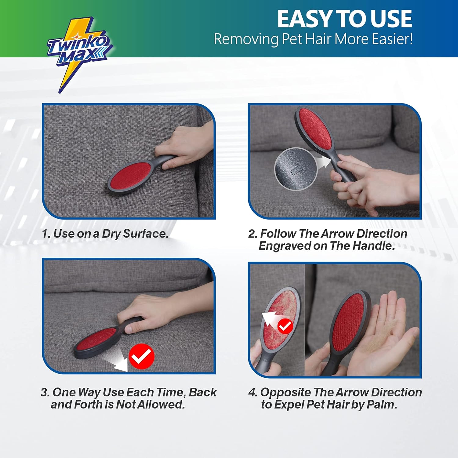 Reusable 2-Sided Lint Brush & Pet Hair Remover for Clothes and Carpets - Image 4