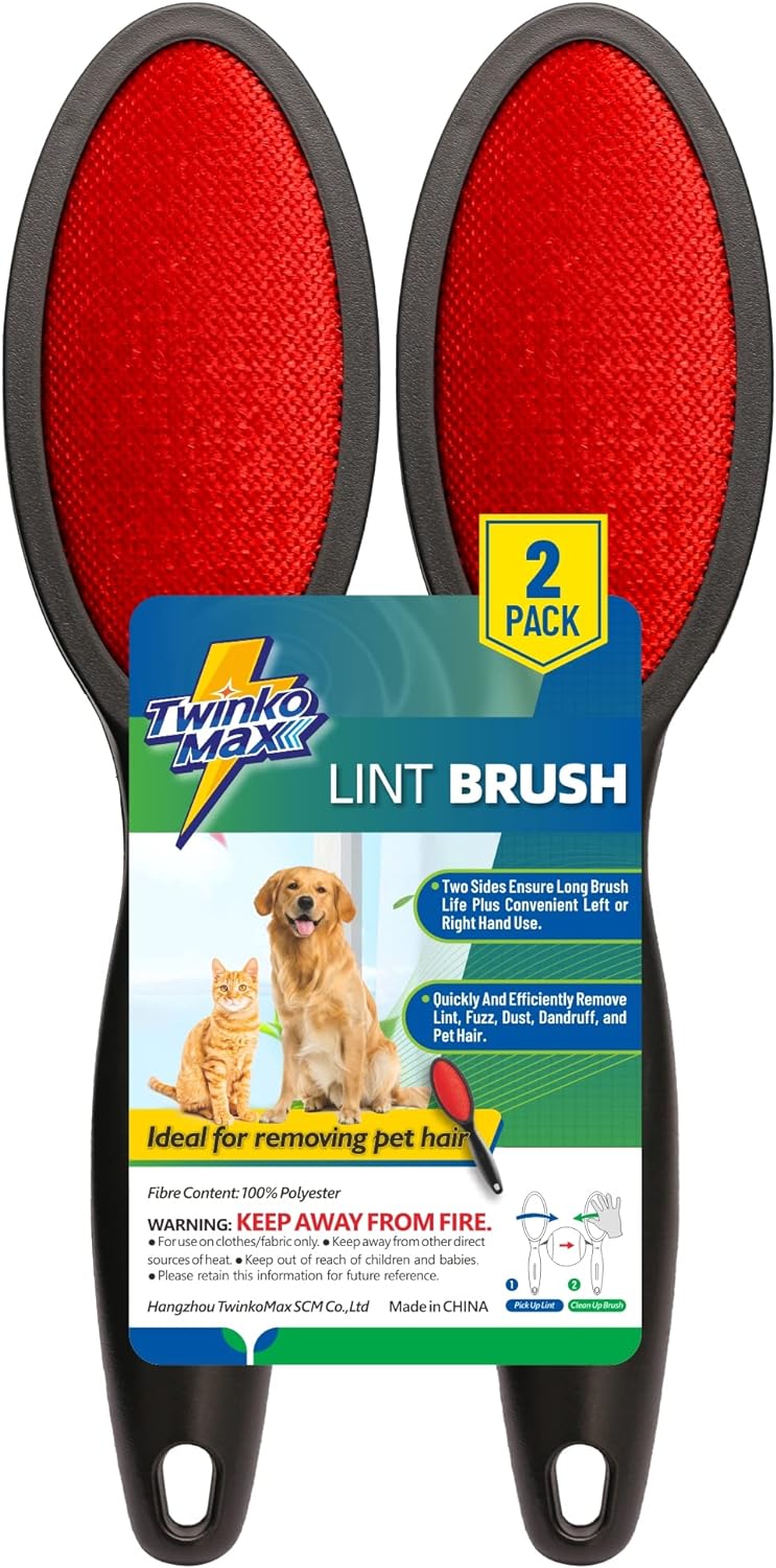 Reusable 2-Sided Lint Brush & Pet Hair Remover for Clothes and Carpets