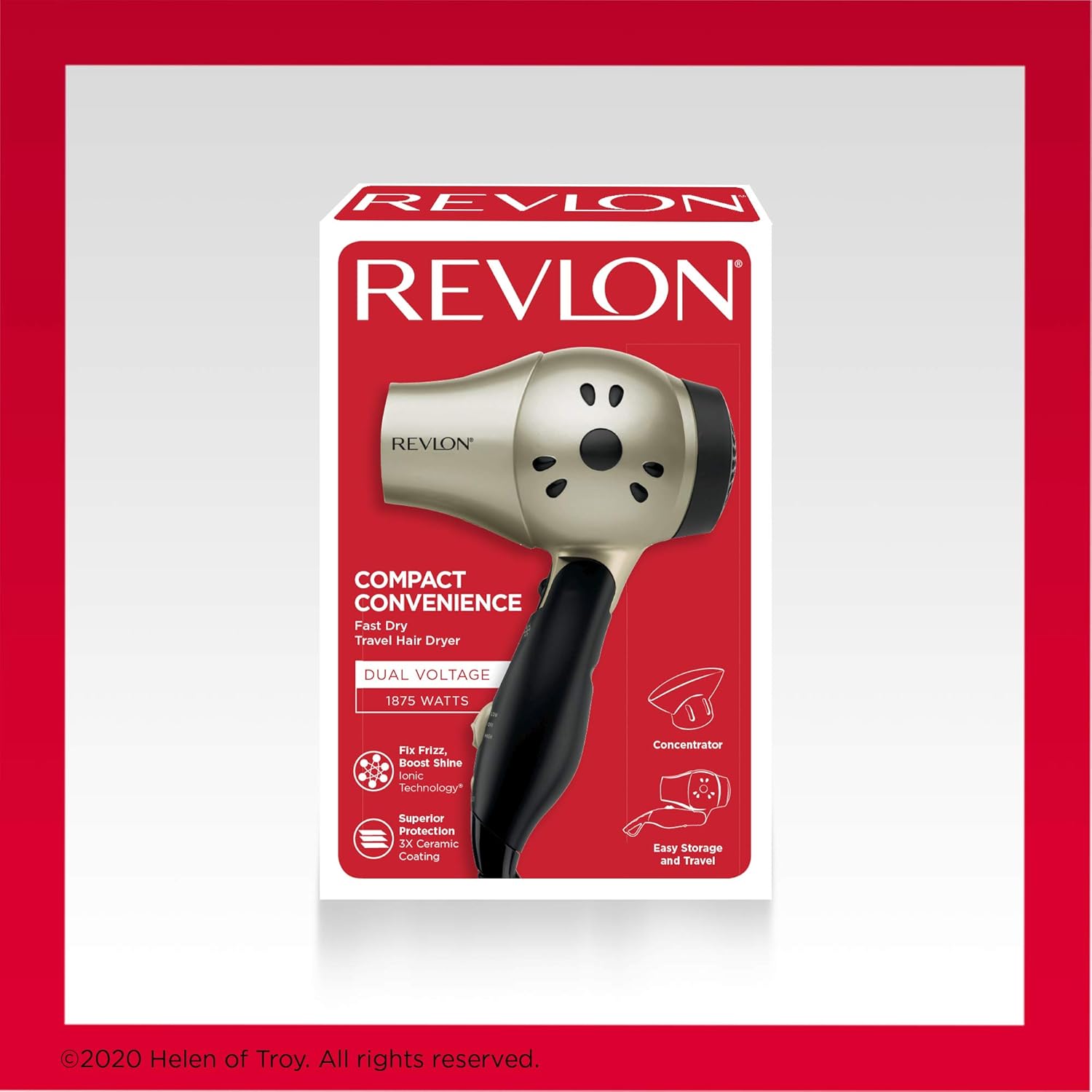 REVLON Compact Folding Handle Hair Dryer |1875W Blow Dryer with Ionic Technology for Salon Styled Finish with Less Frizz and More Shine | Great for Travel (Gold/Black) - Image 7