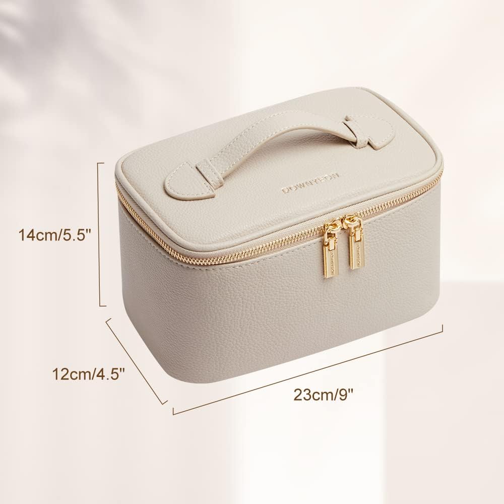 ROWNYEON Beige Makeup Bag, Portable Travel Toiletry Organizer for Women - Image 6