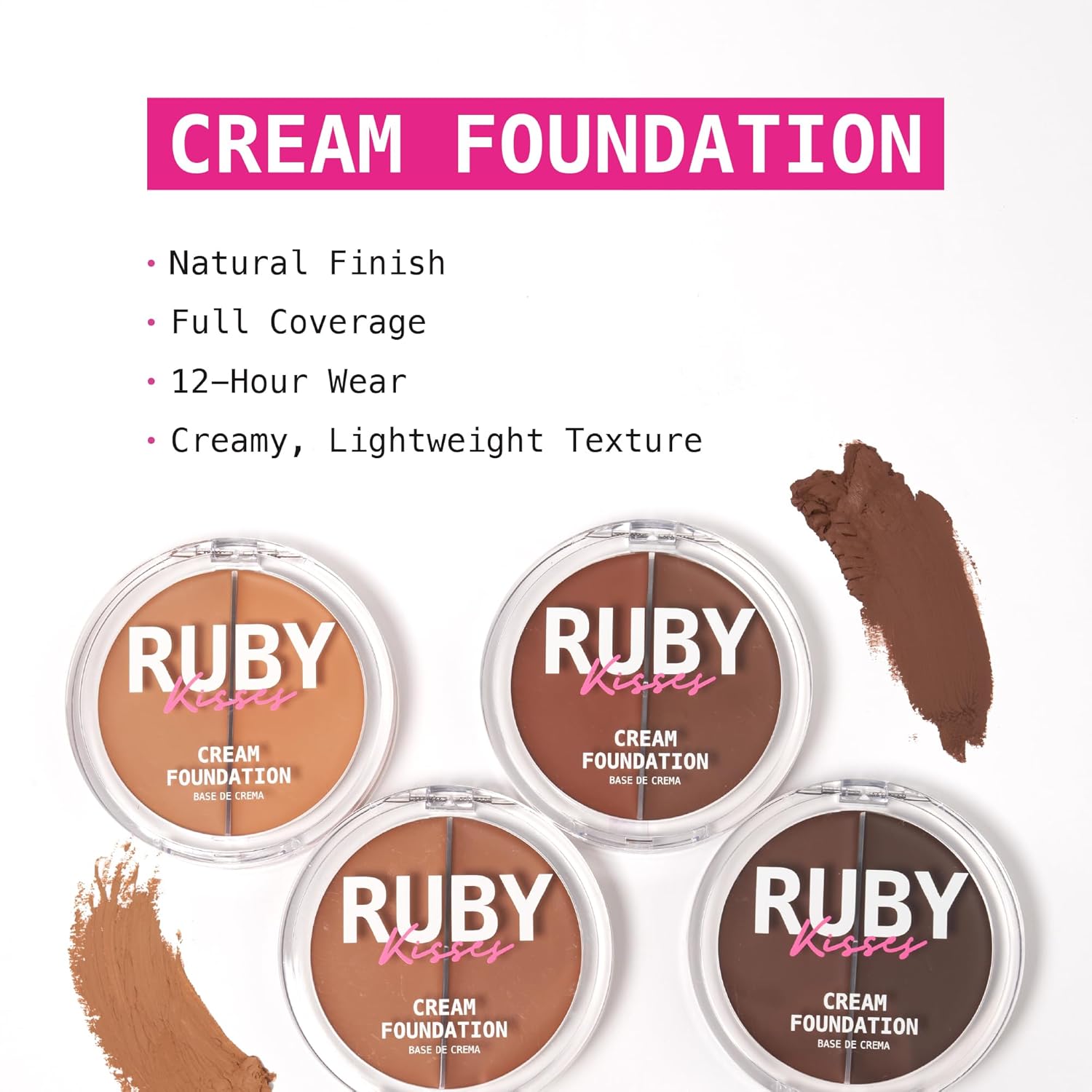 Ruby Kisses 3D Face Creator Cream Foundation & Concealer, Level 13, Long-Lasting, Medium Coverage - Image 3