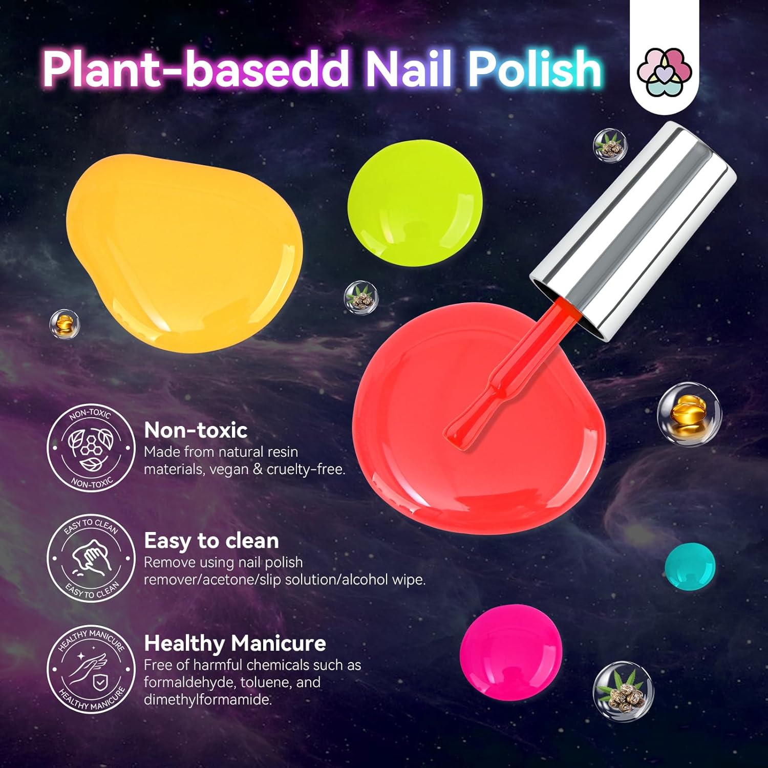 SAVILAND 12-Color Glow-in-the-Dark Vegan Nail Polish Set with Base Coat - Image 6